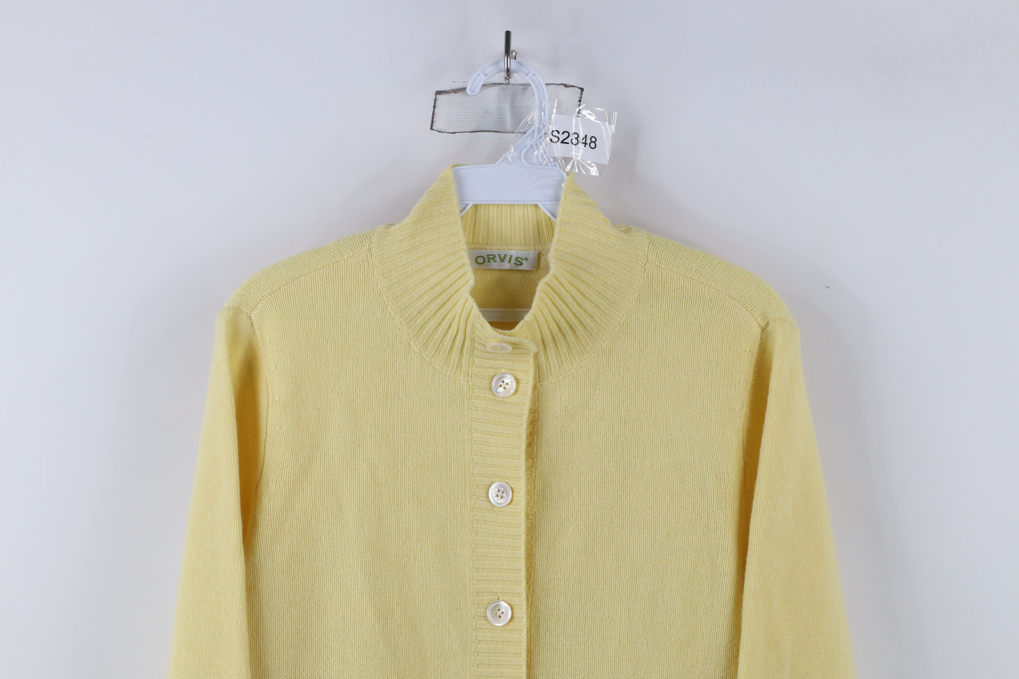 Orvis × Vintage Vintage Orvis Soft Cashmere Knit Cardigan Sweater Yellow Size S / US 4 / IT 40 - 2 Thumbnail