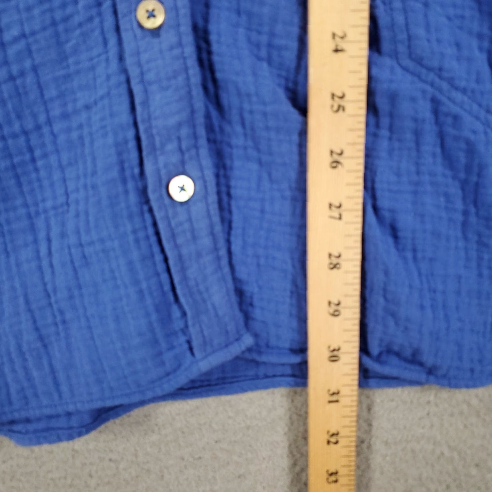 Soft Surroundings Womens Blouse Shirt Size Large Blue Textured Button Up Boho Tunic 100% Cotton Soft Surroundings White/Blue? Size L / US 10 / IT 46 - 3 Thumbnail