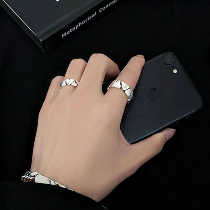 Vintage Adjustable Opening Mori Heart Shaped Rock Texture Rings Size ONE SIZE - 5 Thumbnail