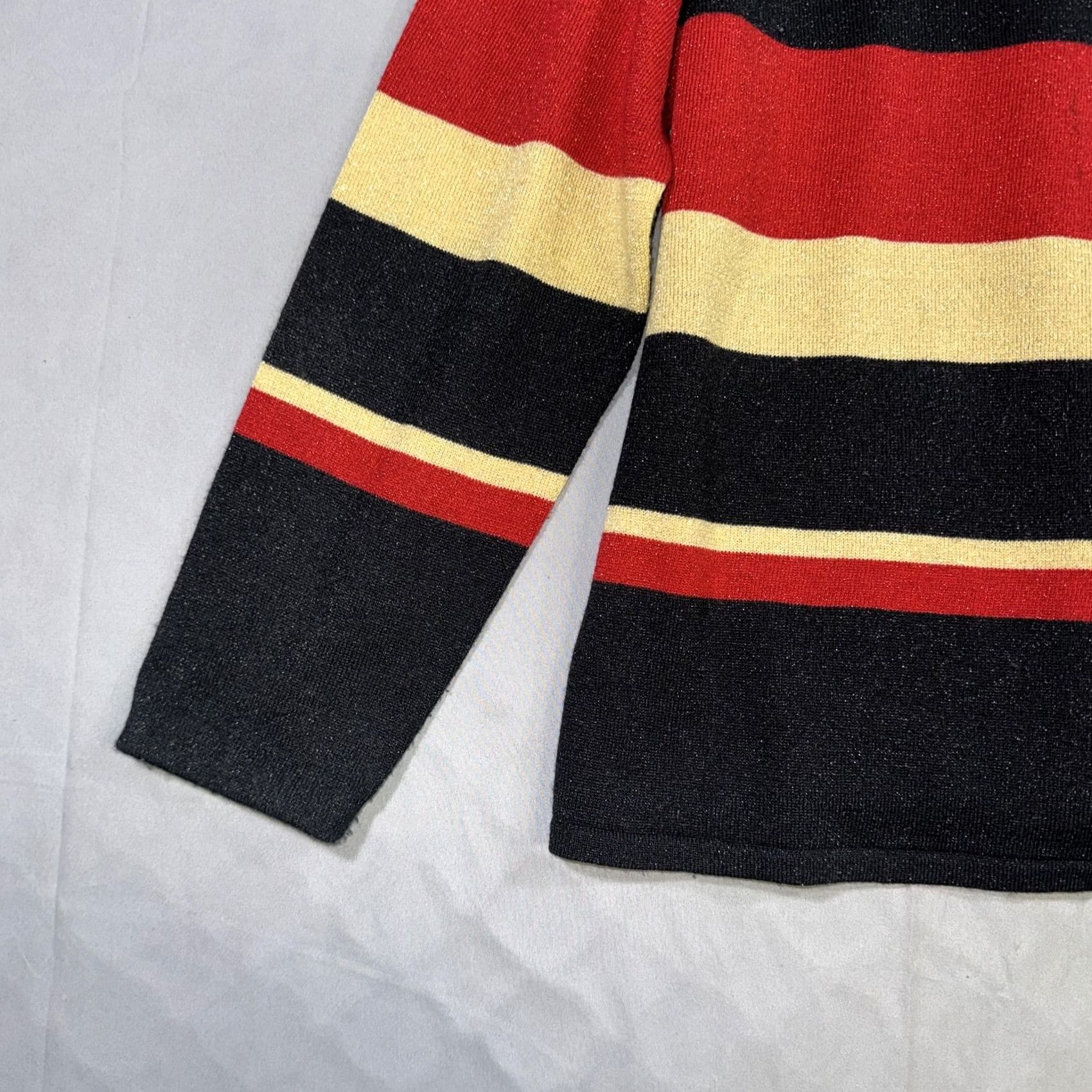 Vintage Sag Harbor Cardigan Sweater Womens Medium Black Striped Metallic Knit Hong Kong Size M / US 6-8 / IT 42-44 - 5 Thumbnail