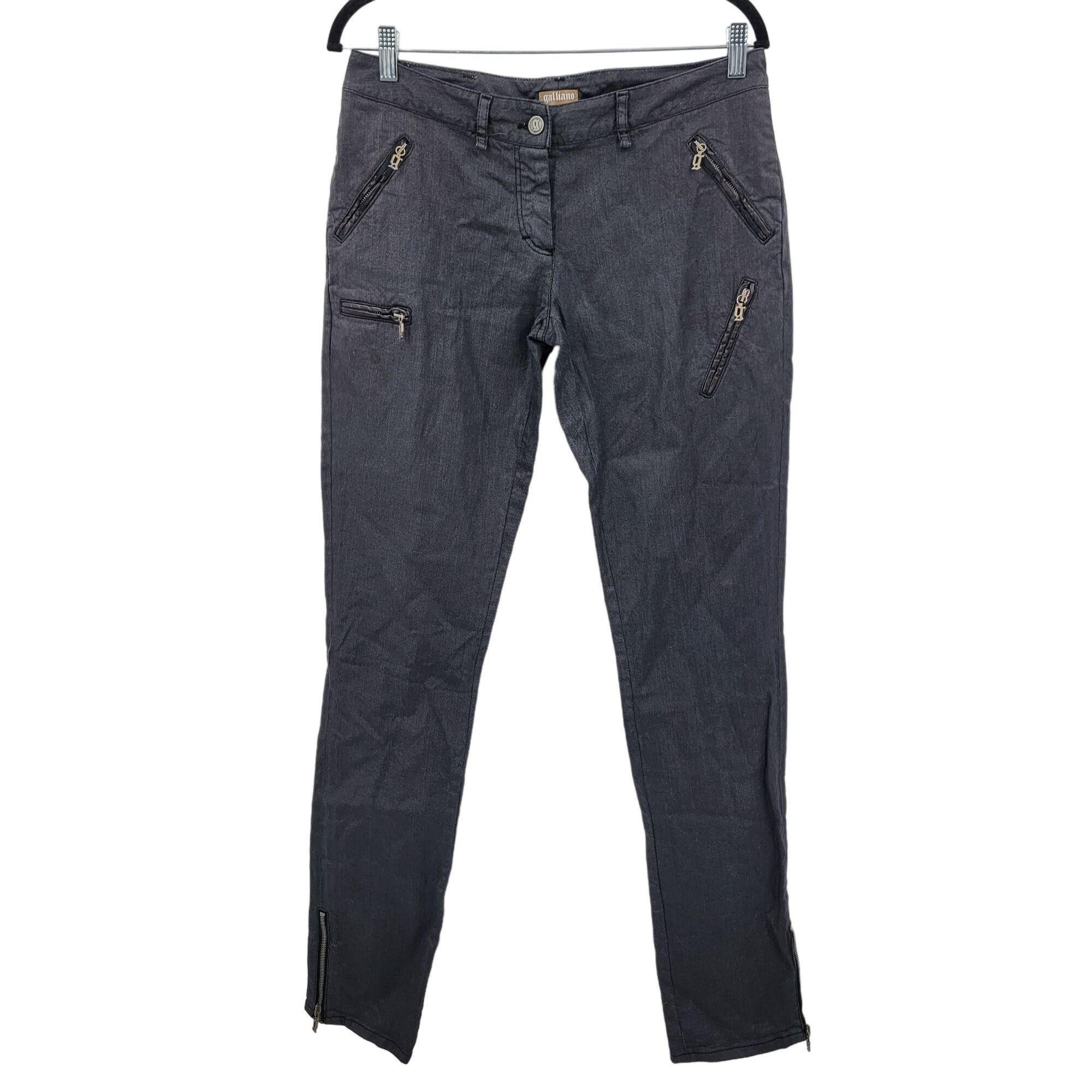 John Galliano Galliano Black Waxed Moto Jeans 32 Ankle Zip Pockets Militar Size 32" / US 10 / IT 46 - 1 Thumbnail