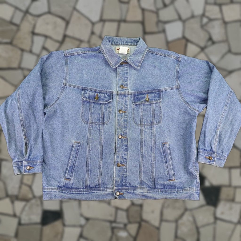 Wrangler Wrangler Denim Jacket Mens 2XL Blue Denim Trucker Button Up Rugged Wear Coat Jacket Mens 2XL Blue Wrangler Denim Jacket Size US 39 - 1 Thumbnail