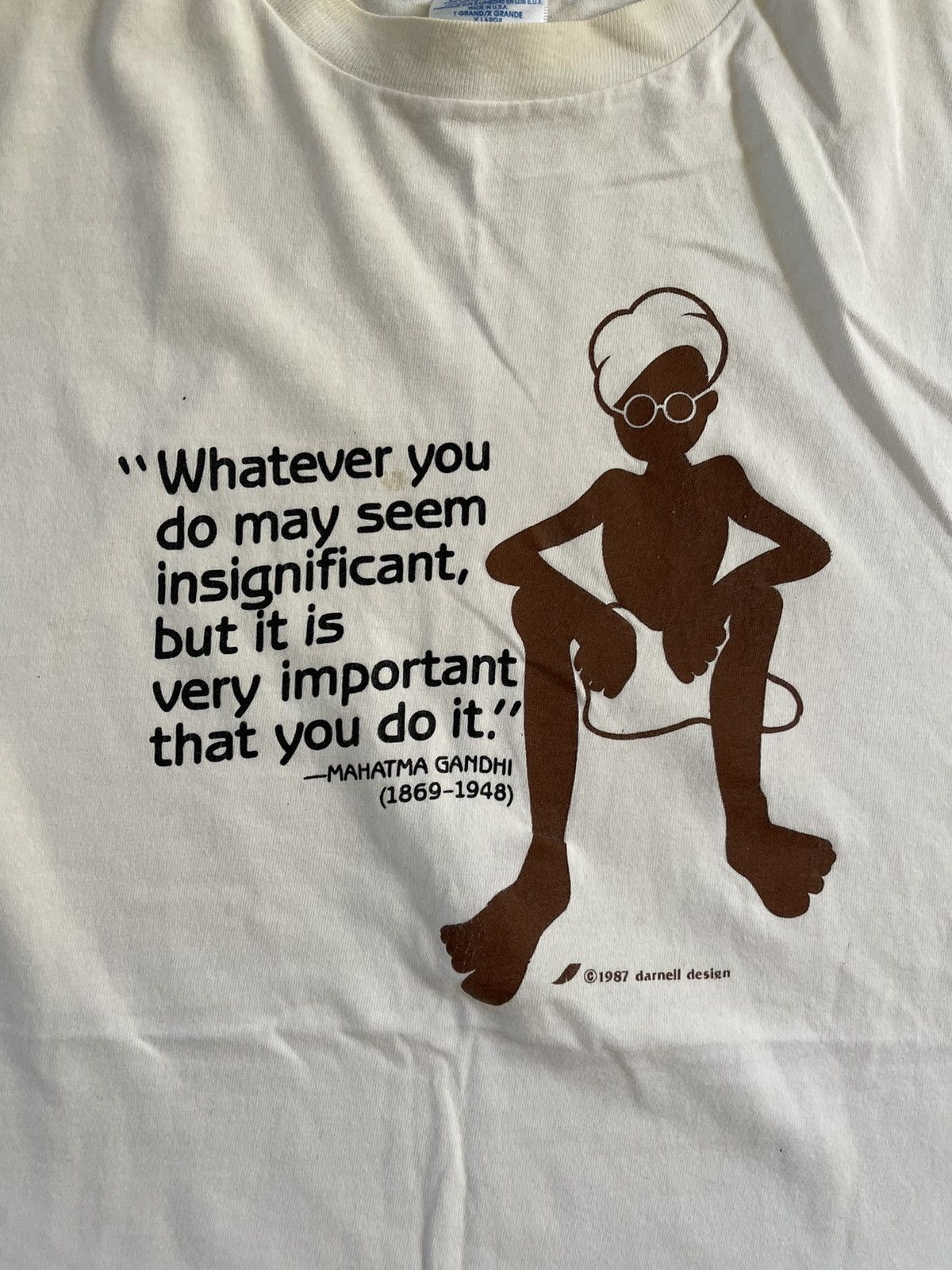 Vintage Vintage 80’s mahatma gandhi t-shirt Size US XL / EU 56 / 4 - 2 Thumbnail