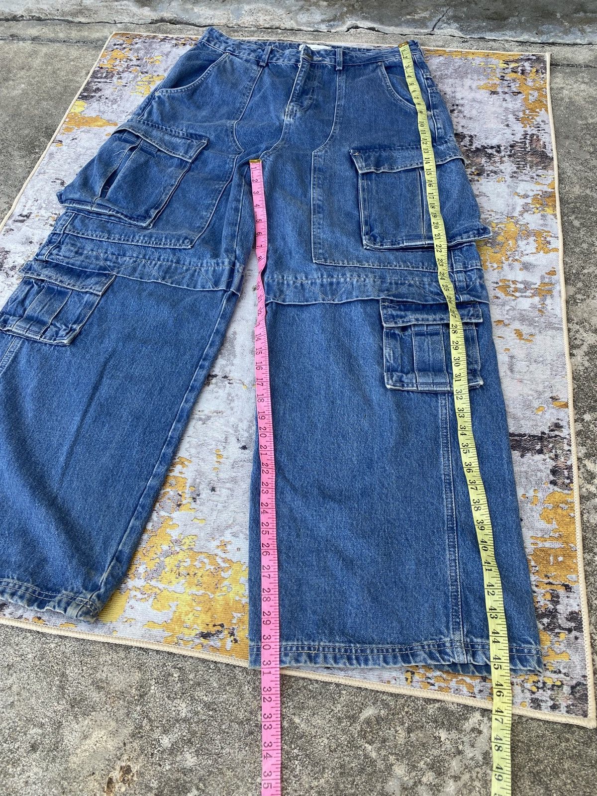 If Six Was Nine 🔥 Super Sick🔥 ZARA Baggy Denim Cargo Trousers Utility Pocket Size US 35 - 14 Thumbnail