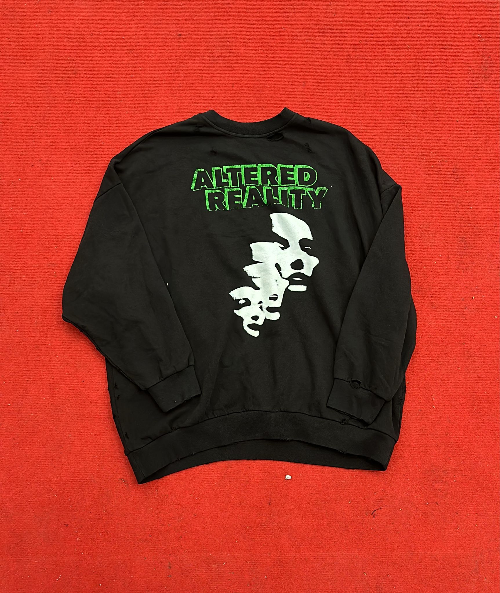 Raf Simons CC000021 Altered Reality Destroyed Crewneck Sweatshirt Black Size US M / EU 48-50 / 2 - 2 Thumbnail