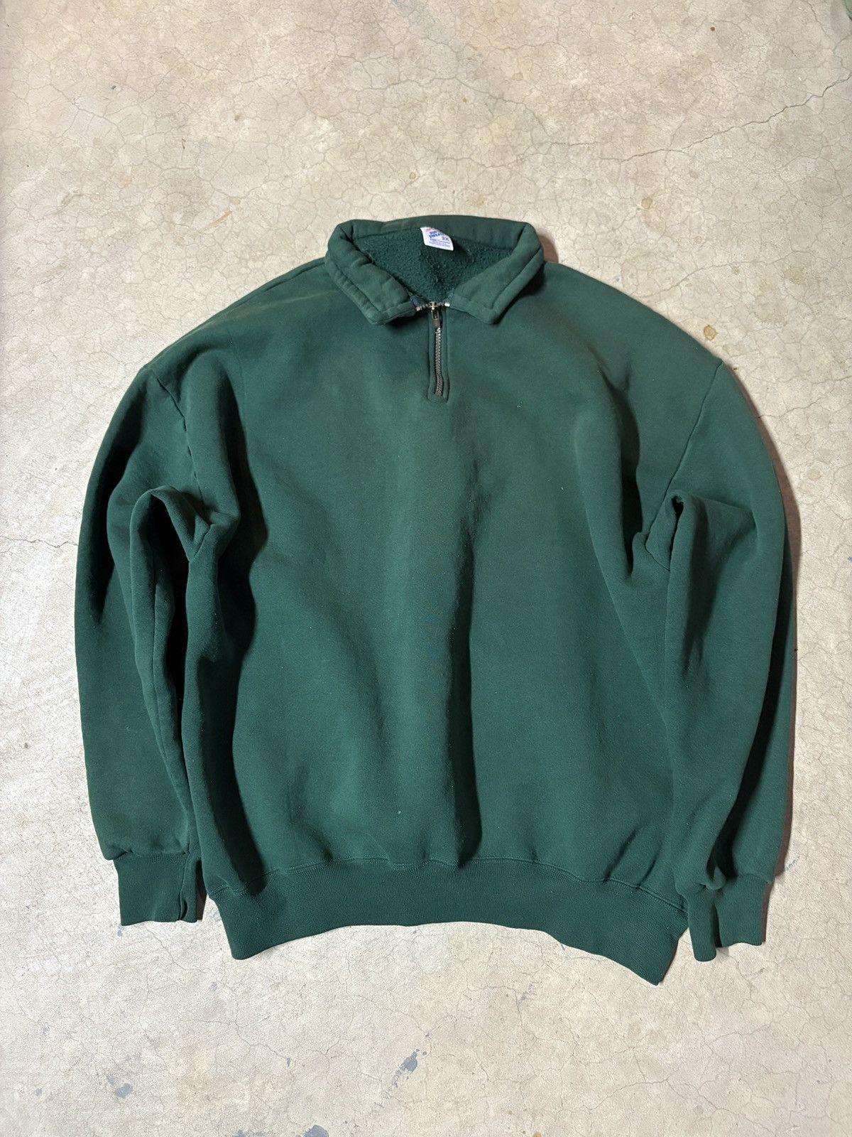 Jerzees Vintage 90s Jerzees Super Sweats Quarter Zip Sweater Green Size US XXL / EU 58 / 5 - 1 Thumbnail