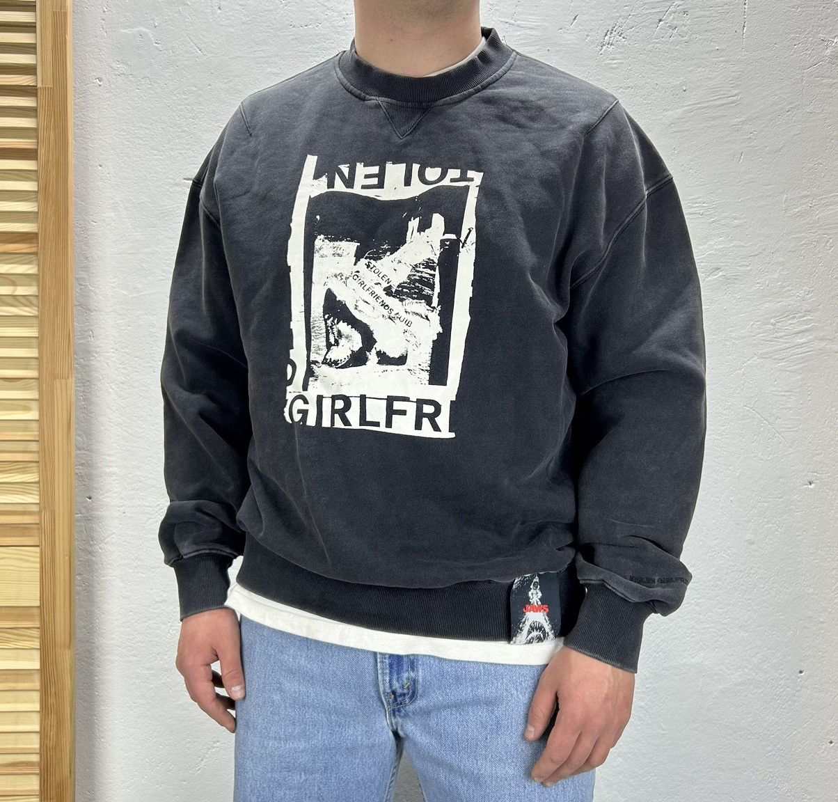 image of Stolen Girlfriends Club Jaws Sweatshirt Size S Oversize in Grey, Men's