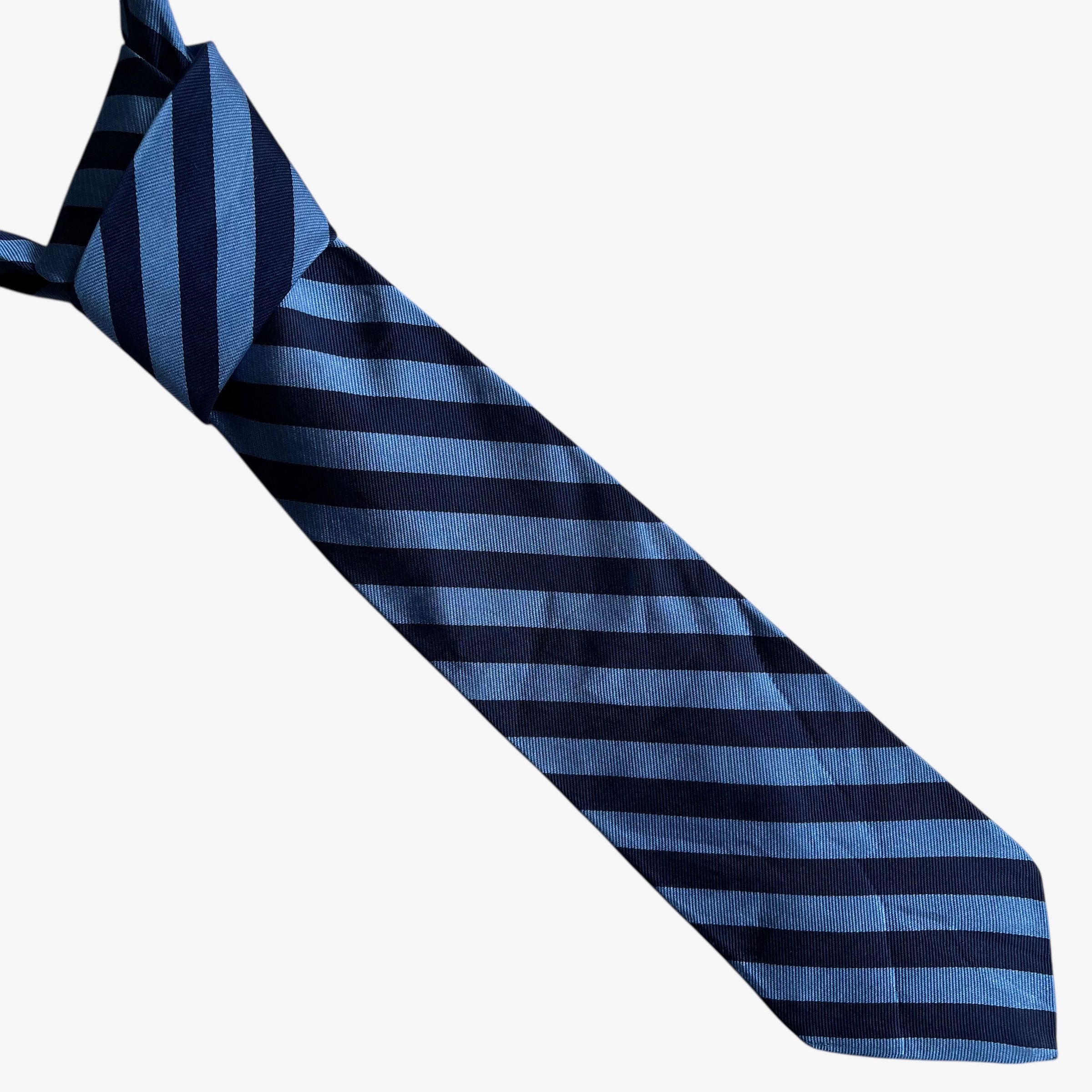 Brooks Brothers Vintage 90s Brooks Brothers Makers Blue Striped Silk Tie Size ONE SIZE - 1 Thumbnail