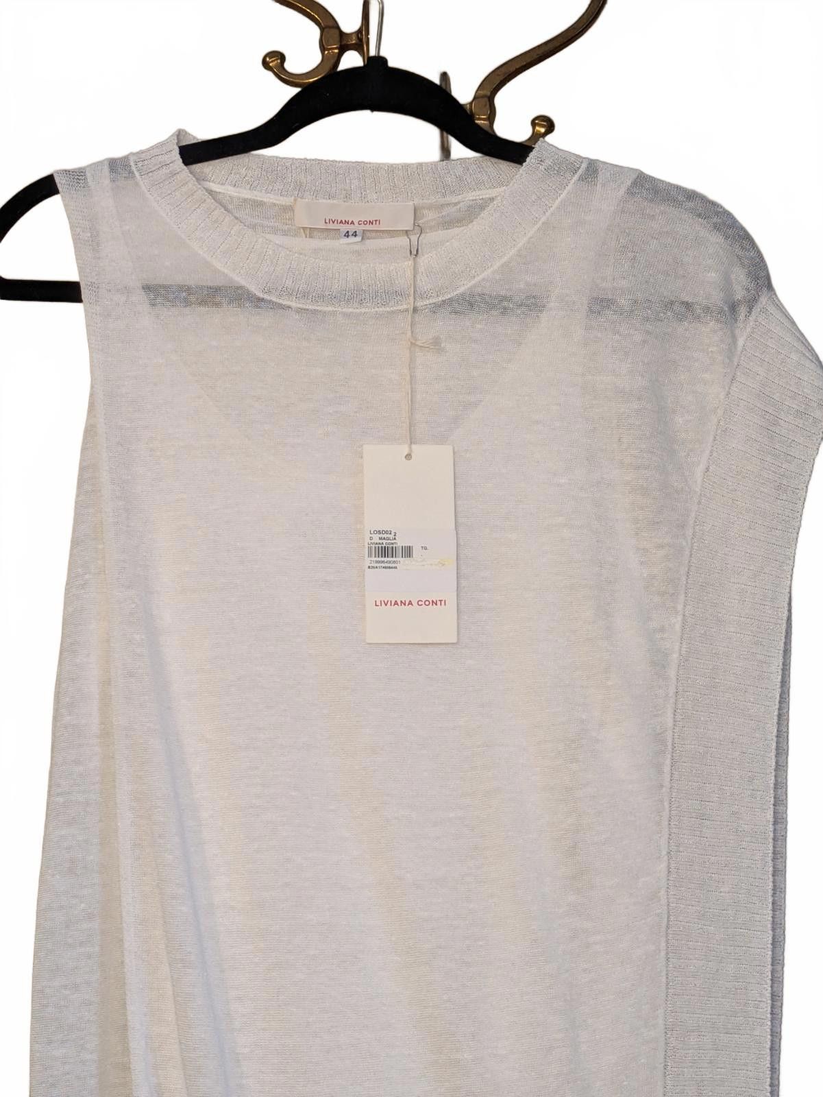 Other NWT LIVIANA CONTI White Asymmetric Linen 2pc Drape Top 42IT Size S / US 4 / IT 40 - 2 Thumbnail