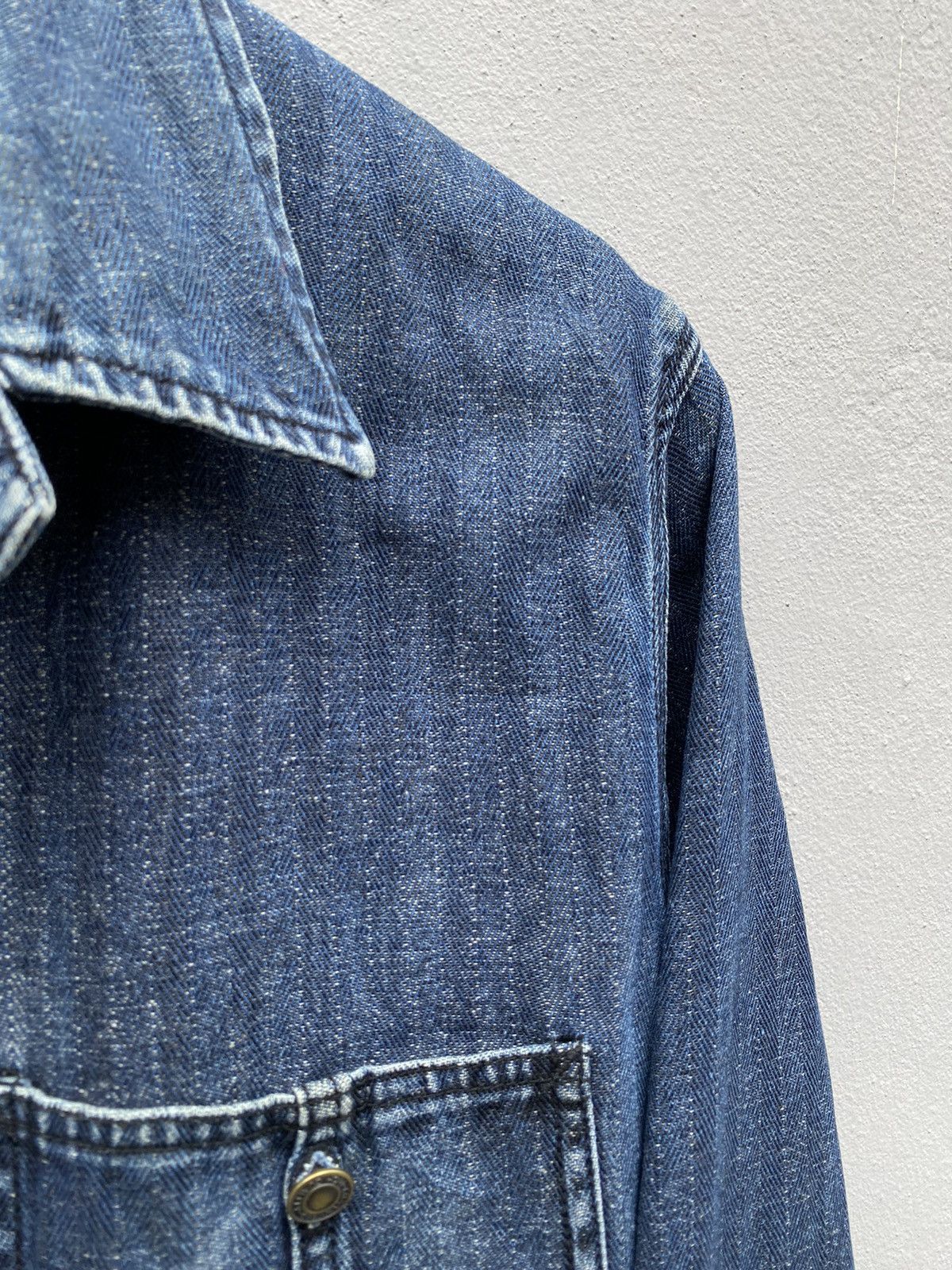 Japanese Brand US NAVAL Herring Bone Twill Faded Indigo Chore USN Jacket Size US M / EU 48-50 / 2 - 6 Thumbnail
