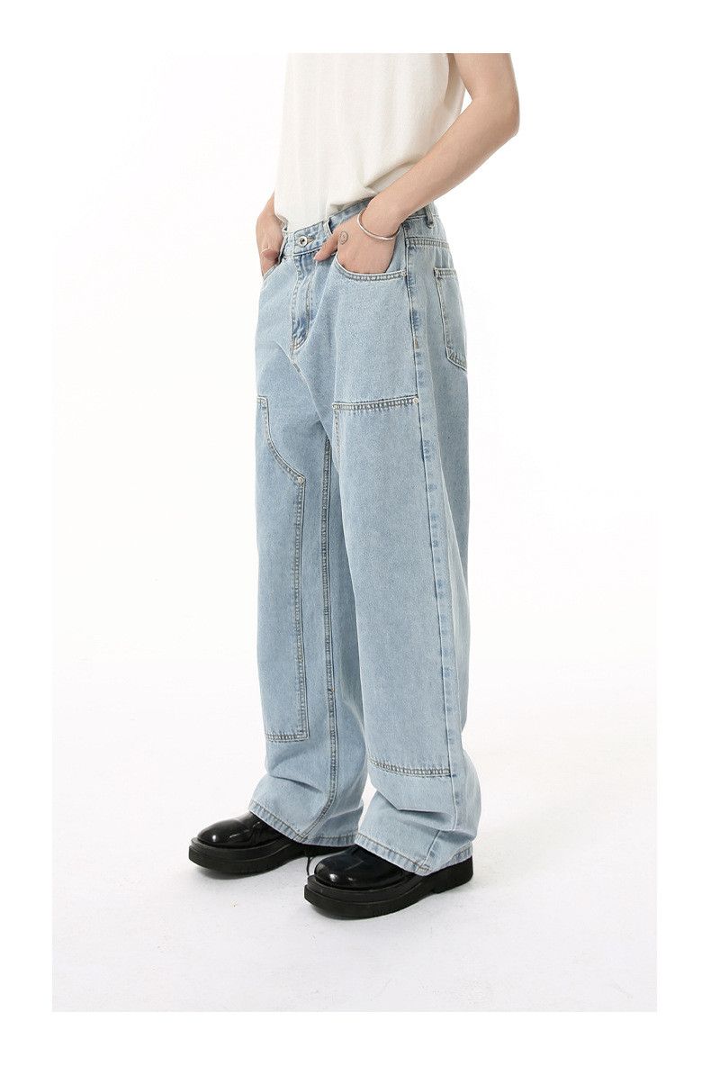 Japanese Brand Men's Japanese retro patchwork straight washed loose jeans Size US 32 / EU 48 - 4 Thumbnail