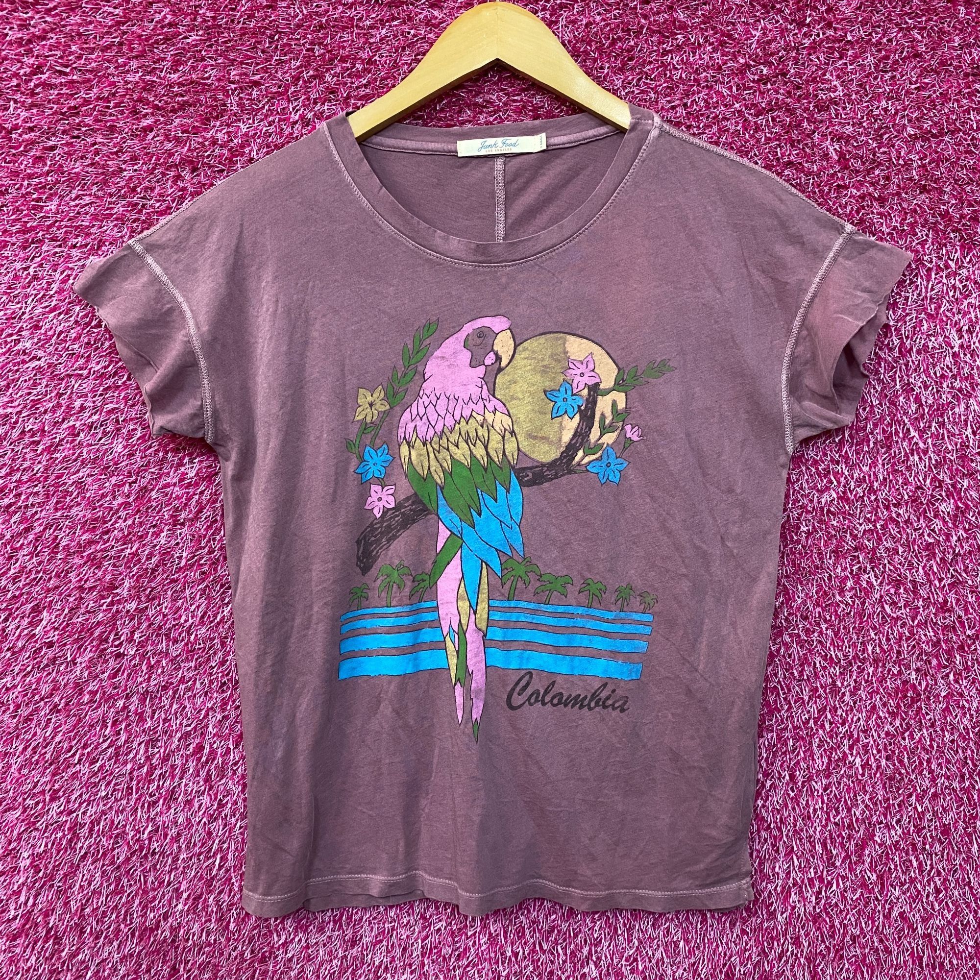 Junk Food Colombia Tourism Parrots Beaches Tropical Flowers Tee Extra Size US XS / EU 42 / 0 - 1 Thumbnail