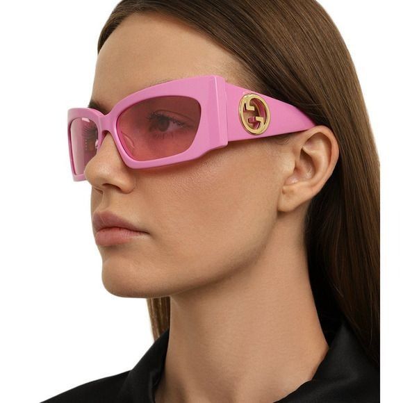 Gucci NEW GUCCI GG1412S 003 PINK SHIELD WOMEN SUNGLASSES GUCCI Size ONE SIZE - 2 Thumbnail