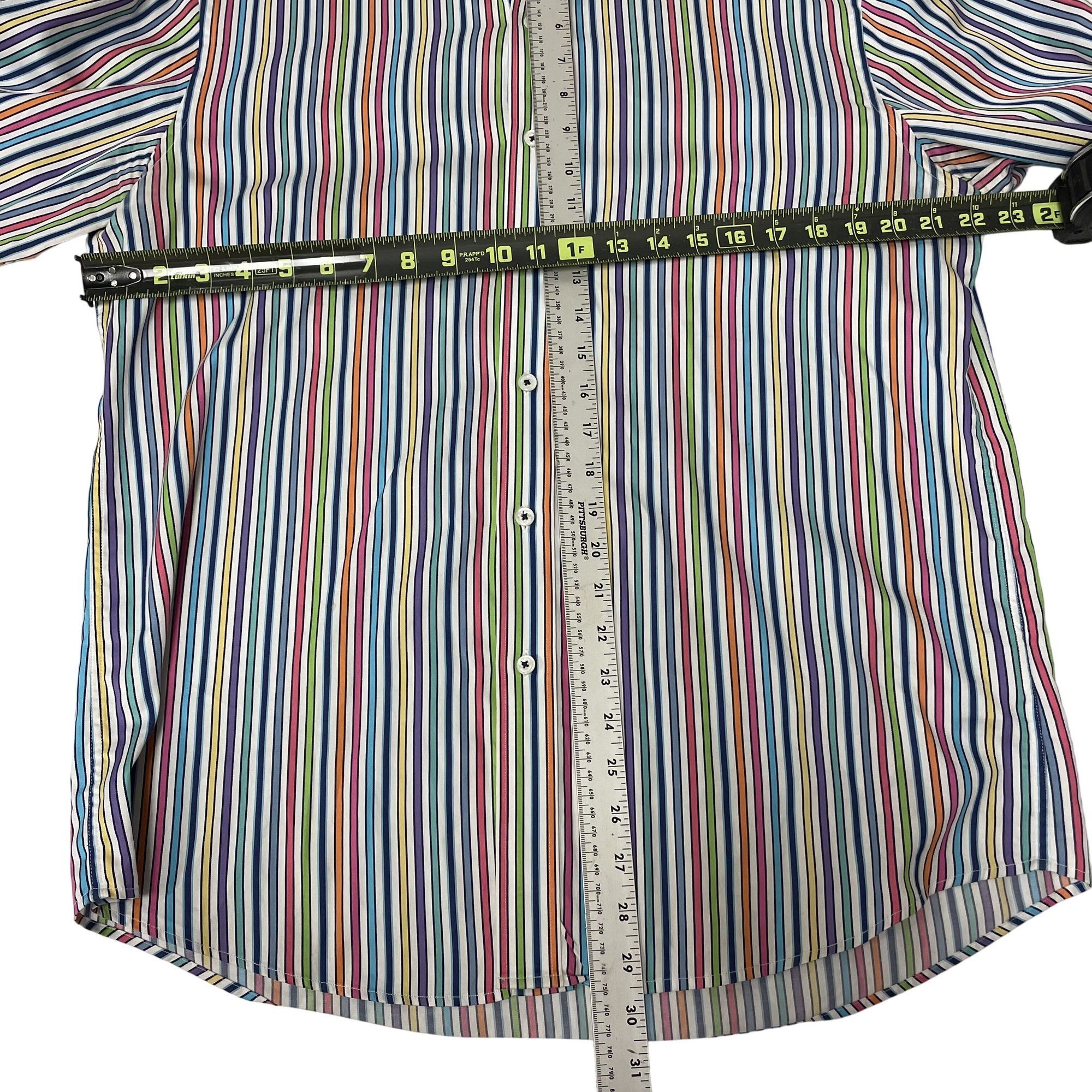 BUGATCHI Bugatchi Bold RAINBOW STRIPE Button Up Spread Collar Shirt Size US L / EU 52-54 / 3 - 9 Thumbnail