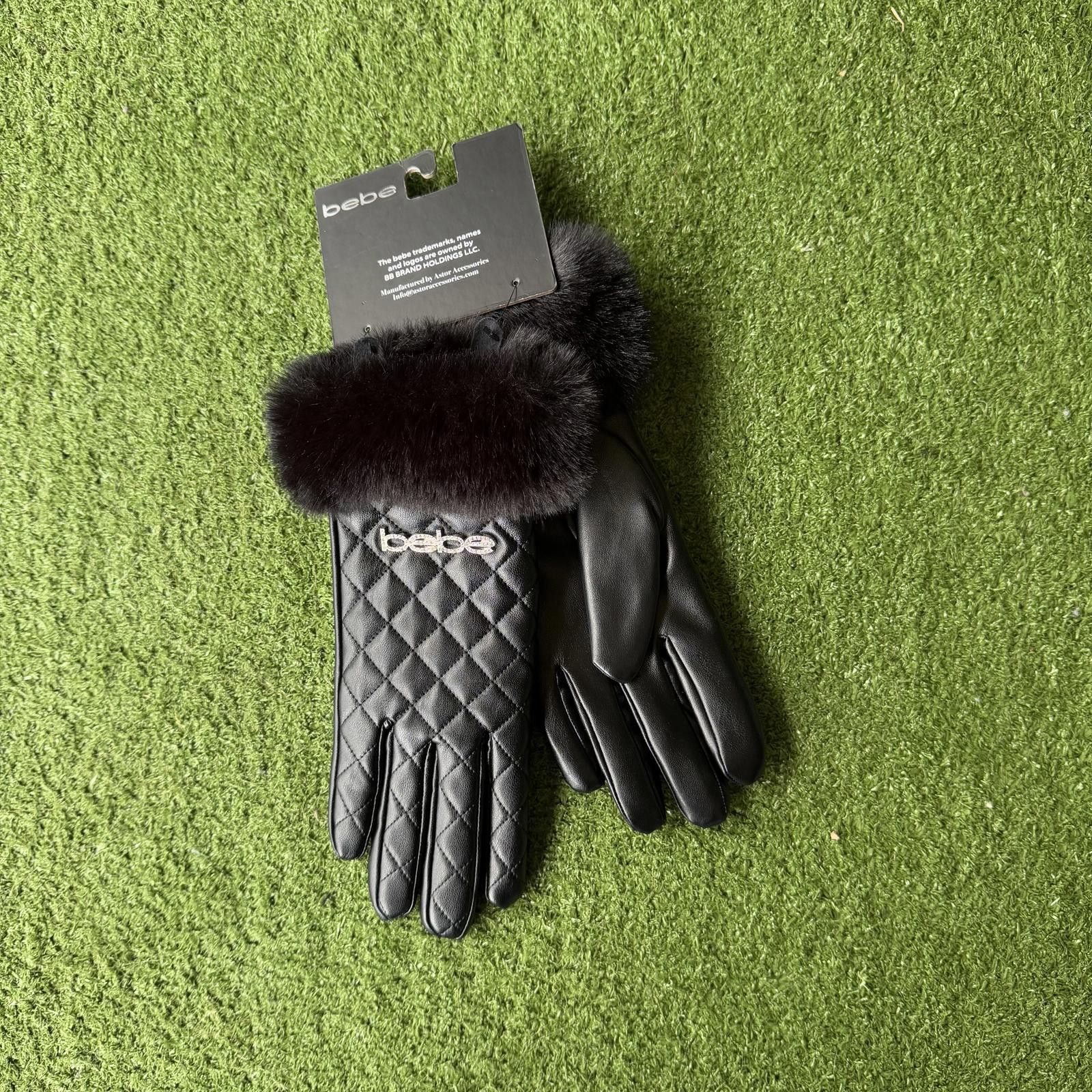 United Colors Of Benetton NWT Bebe Y2K Black Gloves – Fur Trim Elegance 🖤✨ Size ONE SIZE - 1 Thumbnail