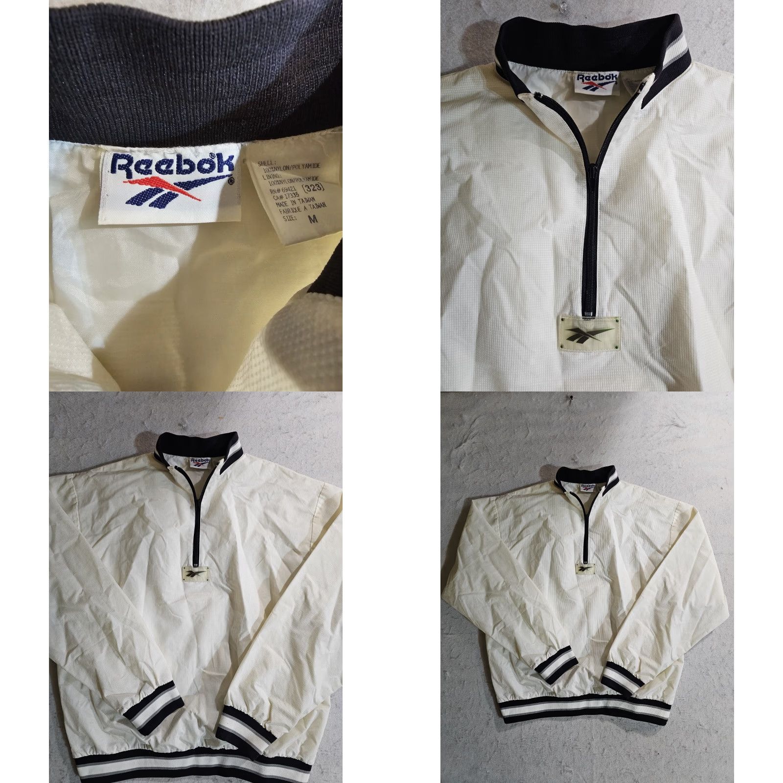 Reebok VINTAGE Reebok Windbreaker 90s White/Black 1/4 Zip Pullover Mens M Windbreaker Jacket Logo 90s Style Running & Jogging Casual Size US M / EU 48-50 / 2 - 8 Thumbnail