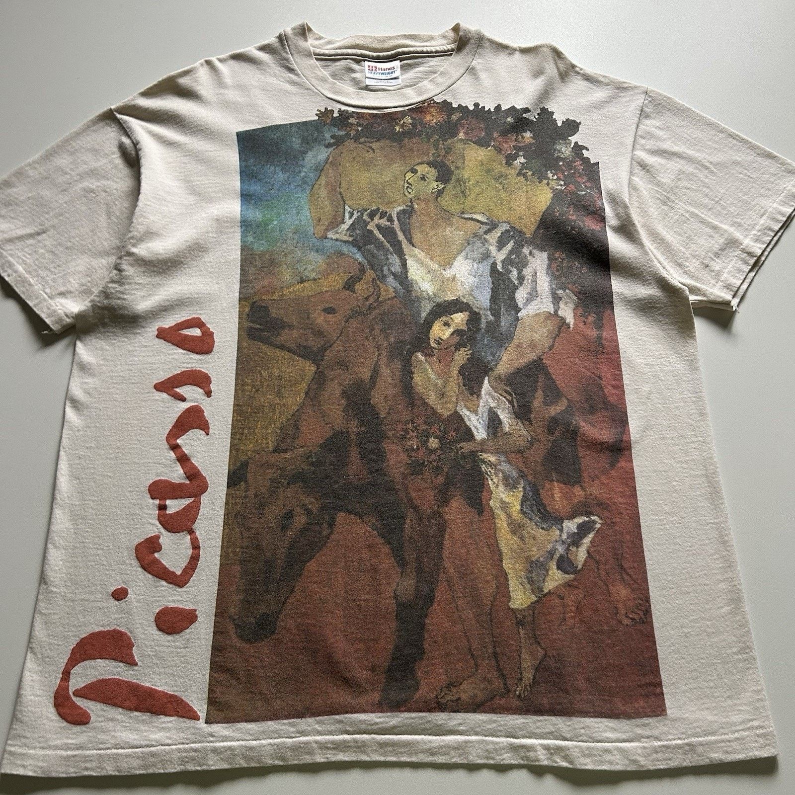 Hanes × Vintage Vintage Picasso T-Shirt XL 90s AOP Made In USA Single Stitch Size US XL / EU 56 / 4 - 2 Thumbnail
