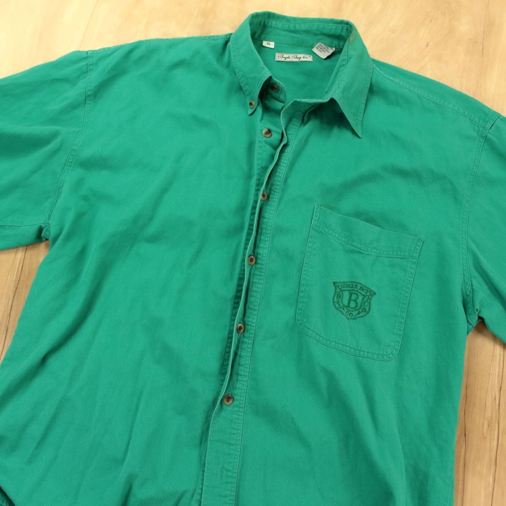 Bugle Boy VINTAGE Bugle Boy Shirt XL Green Embroidered Button-Up Short Sleeve Mens 80s 90s 00s Grunge Size US XL / EU 56 / 4 - 2 Thumbnail