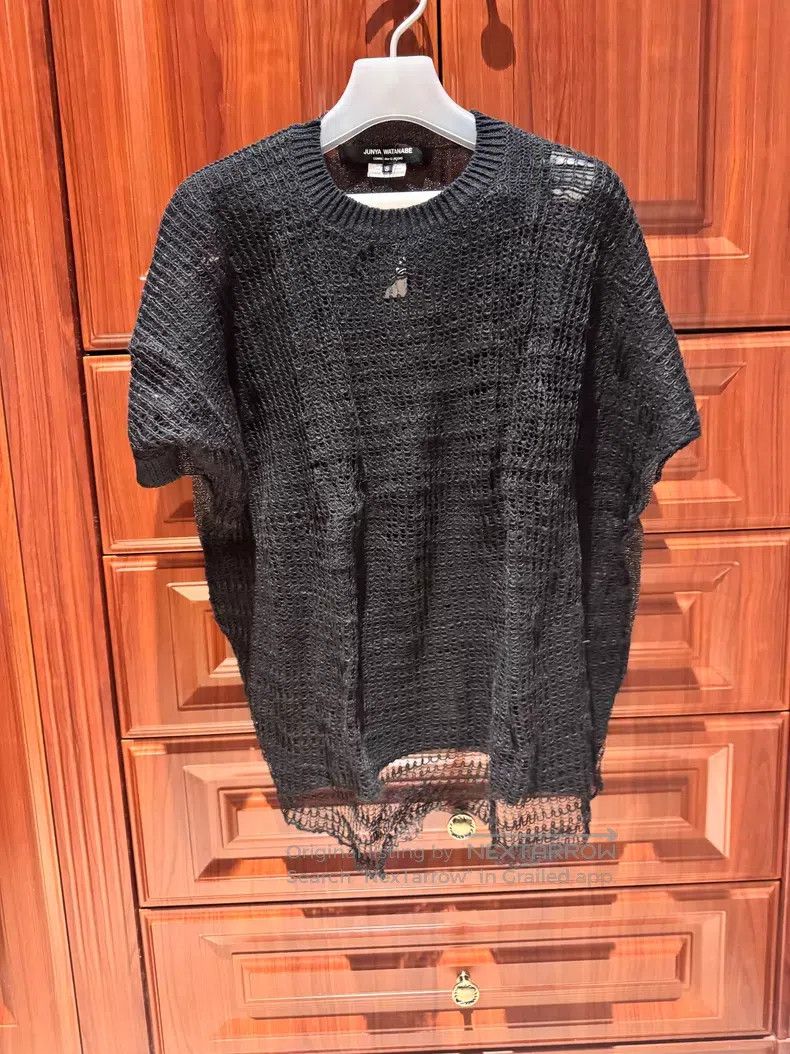 Junya Watanabe Junya Watanabe Black hollow-out short-sleeved knitted swea Size US S / EU 44-46 / 1 - 1 Thumbnail