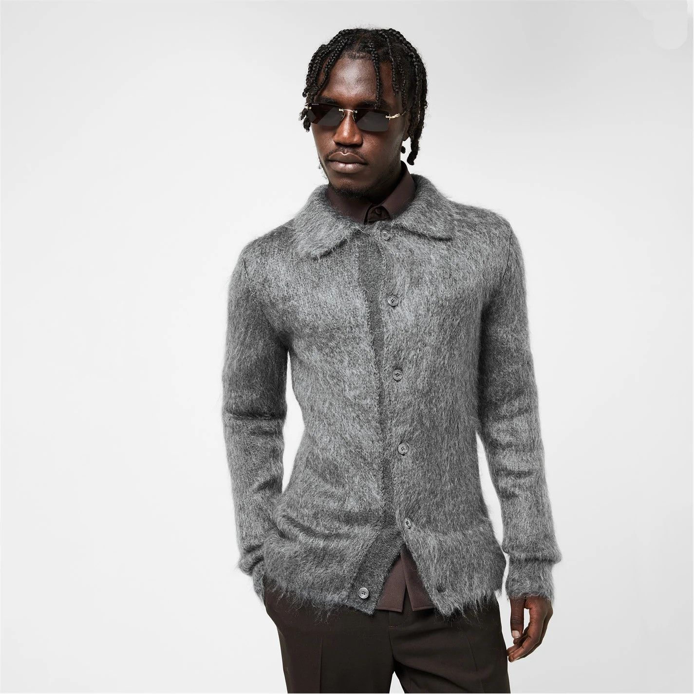 Gucci o1g2r1mq0426 Mohair Jumper in Grey Size US L / EU 52-54 / 3 - 3 Thumbnail
