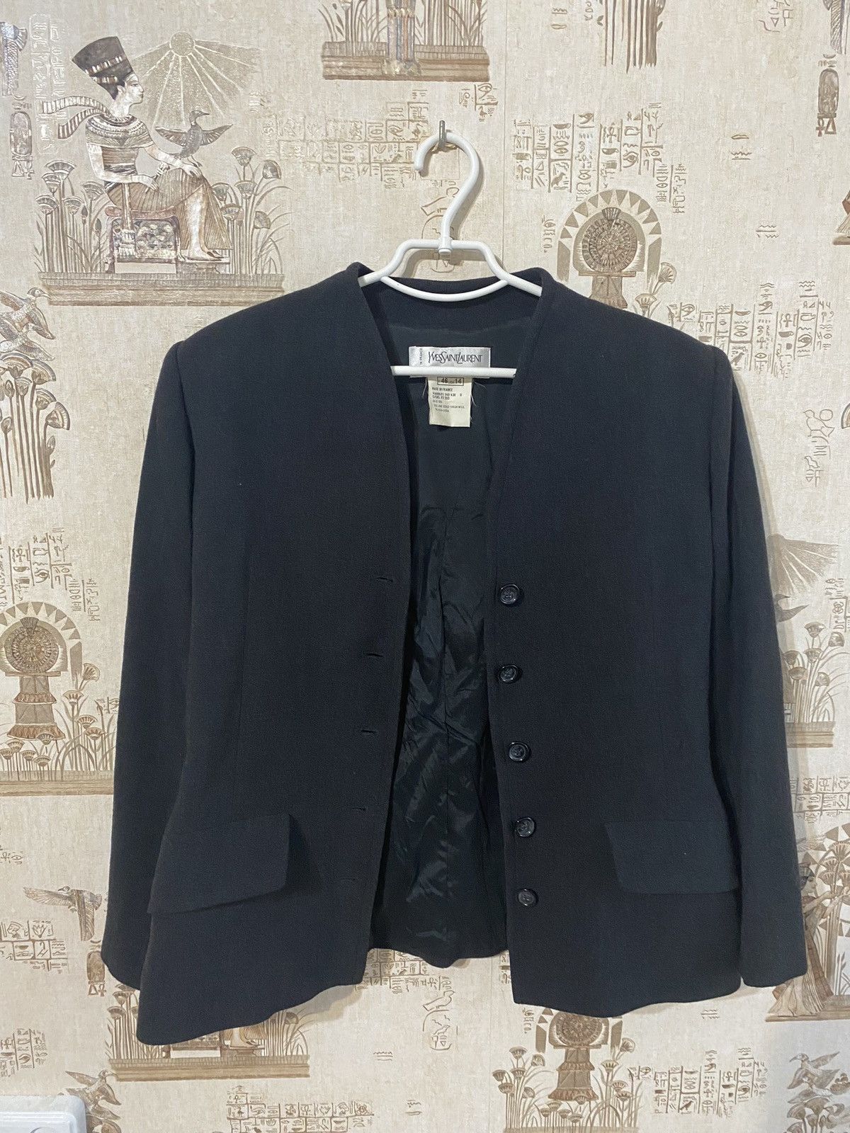 Vintage × Yves Saint Laurent Vintage 80s Yves Saint Laurent Jacket Women’s Wool Blazer Size XL / US 12-14 / IT 48-50 - 6 Thumbnail