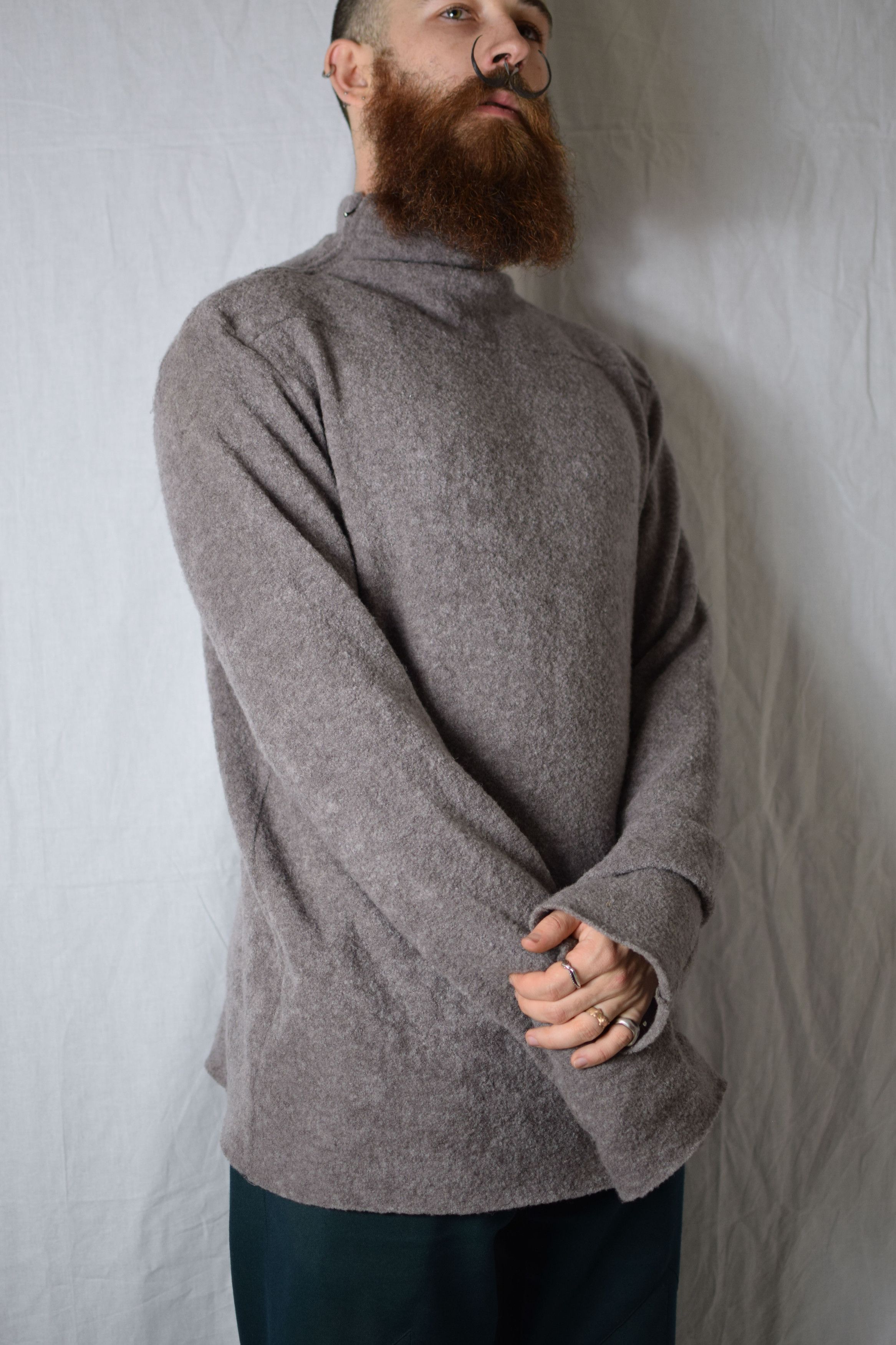 image of Julius Aw16 Beast Grey Mockneck Top - 557Cum3, Men's (Size Large)