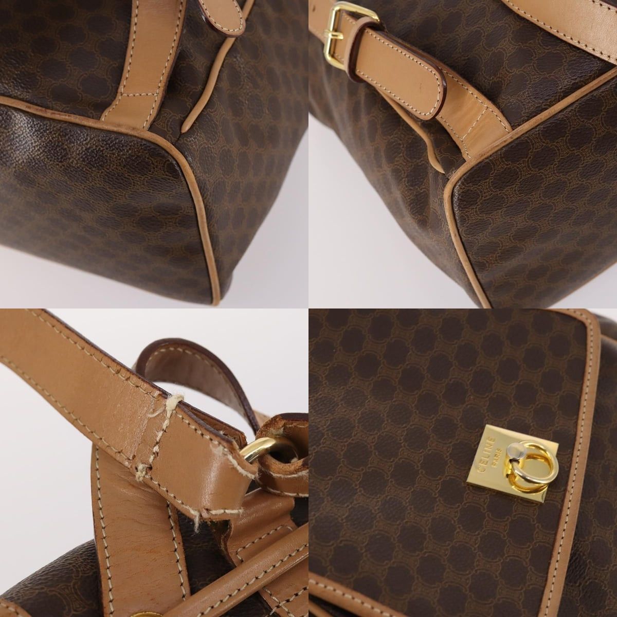 Celine CELINE Macadam Canvas Backpack Pvc Leather Brown Gold Size ONE SIZE - 11 Thumbnail