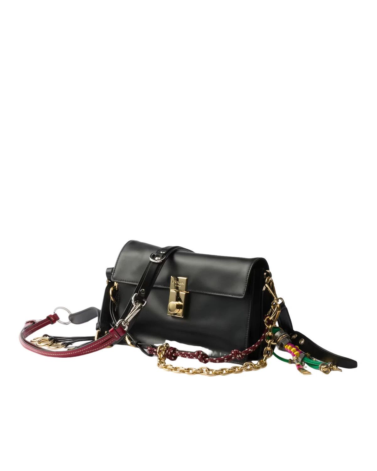 Prada PRADA Small Black Leather Charms Shoulder Bag New Size ONE SIZE - 2 Thumbnail