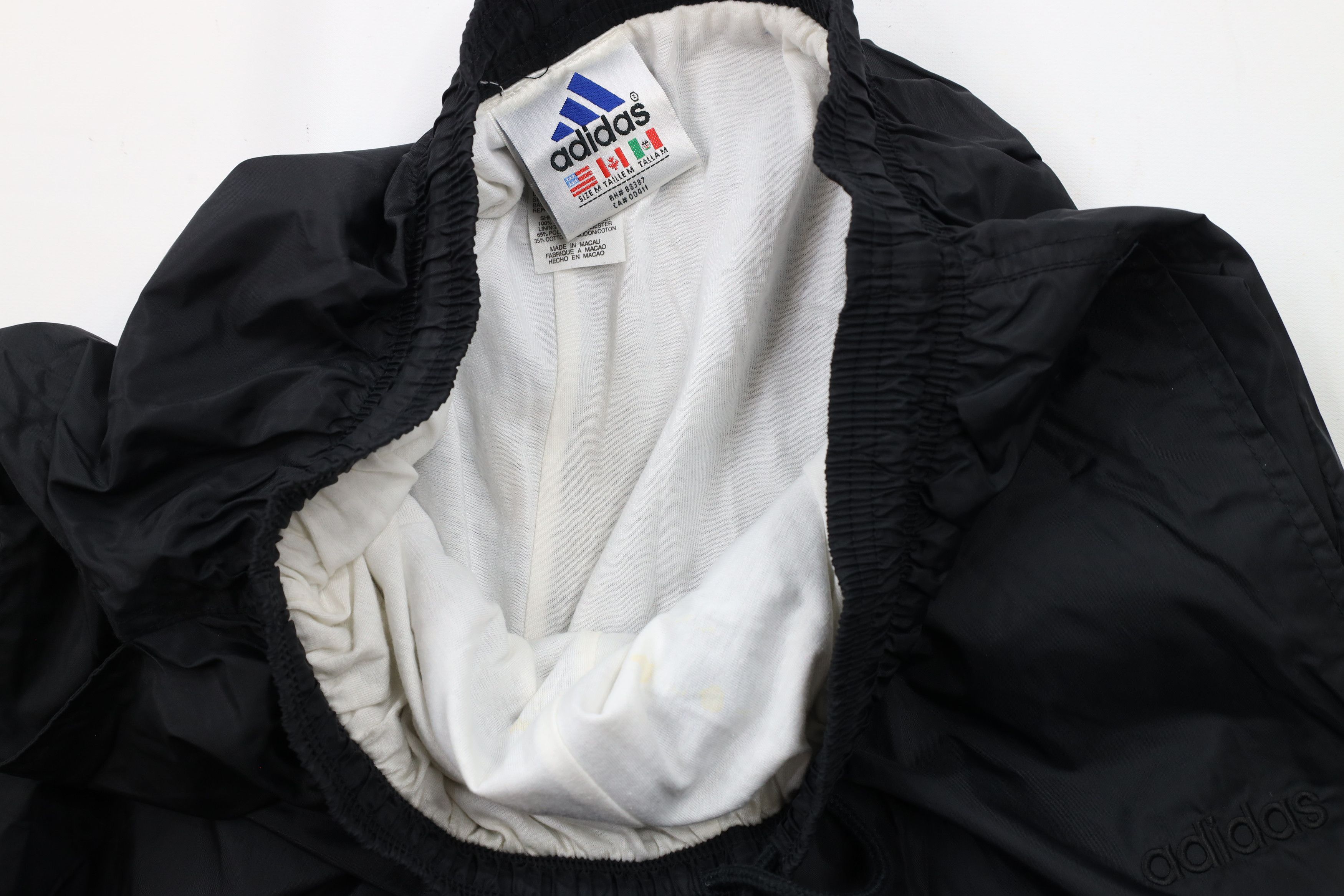 Adidas × Vintage Vintage 90s Adidas Spell Out Lined Nylon Joggers Pants Black Size US 34 / EU 50 - 8 Thumbnail