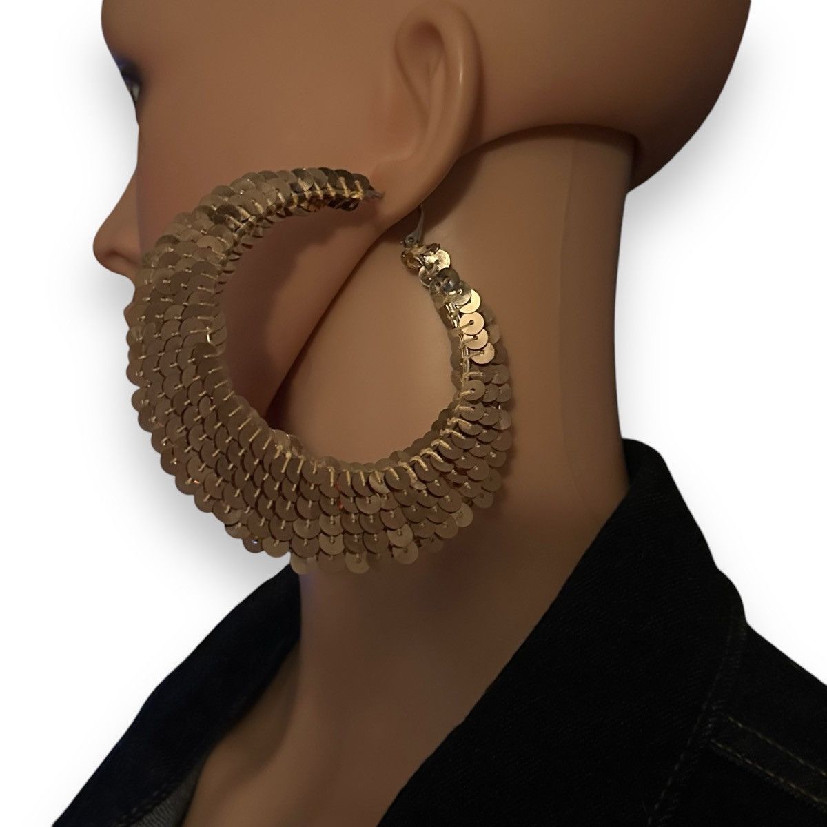 Other Jumbo gold sequined hoop earrings Size ONE SIZE - 3 Thumbnail