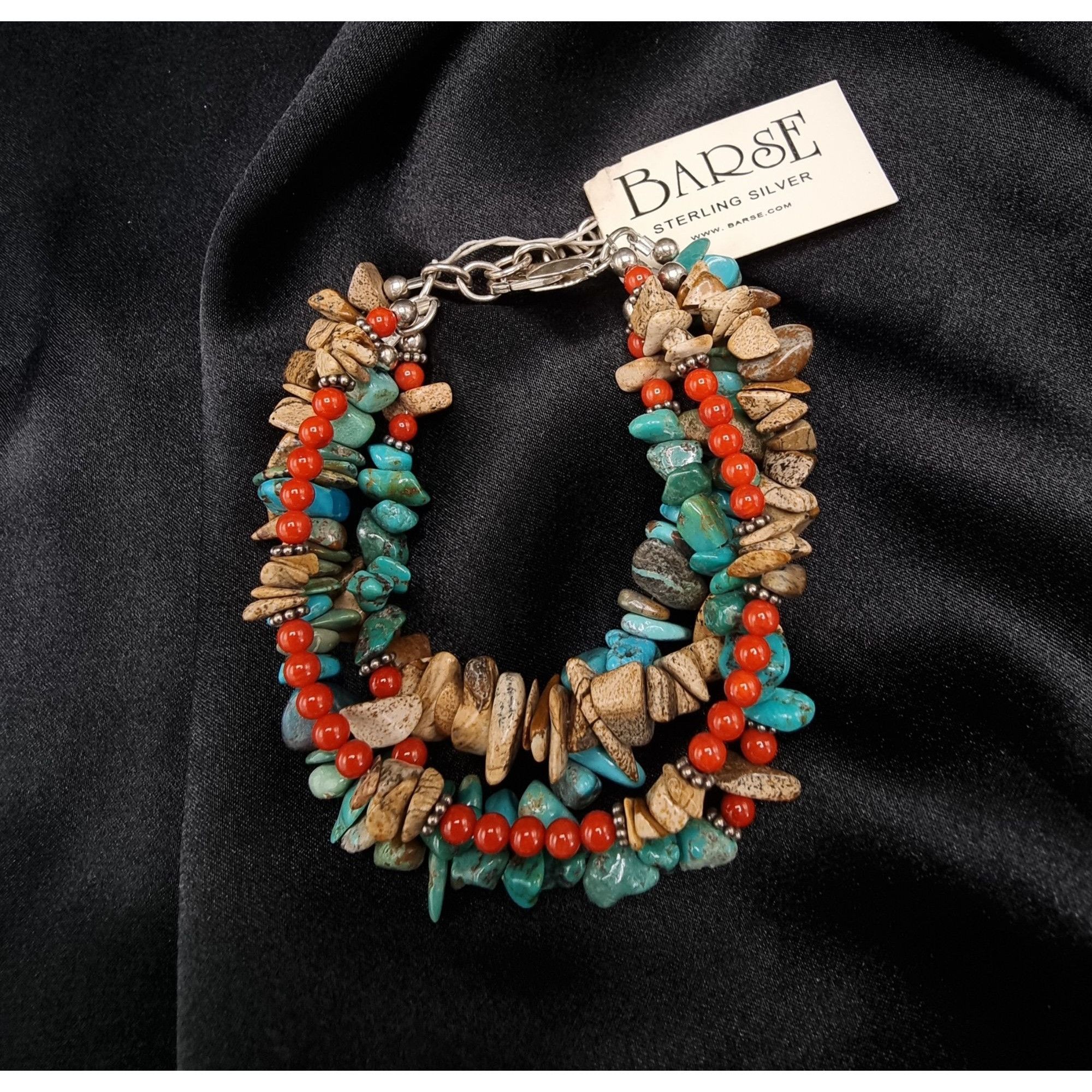 Vintage Barse 925 Sterling Silver Multi-Strand Bracelet With Turquoi Size ONE SIZE - 2 Thumbnail