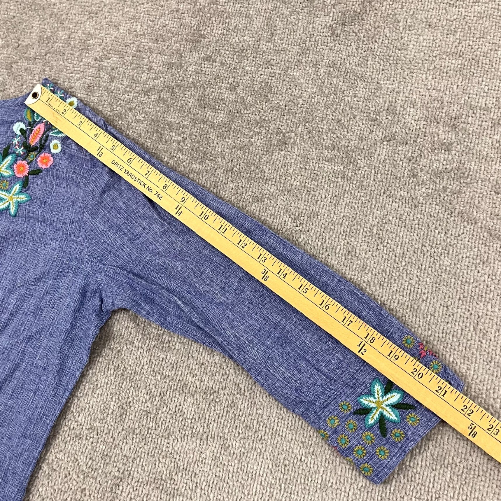 Vintage Parsley & Sage Blouse Womens Medium Blue Floral Embroidered 3/4 Sleeve Boho Casual Size M / US 6-8 / IT 42-44 - 7 Thumbnail