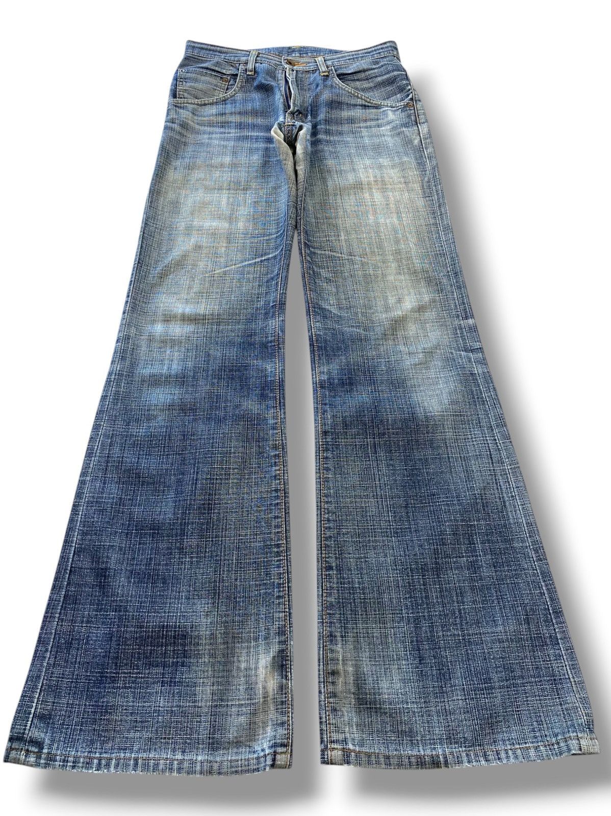 Edwin Edwin Faded Blue Wash Whiskered Style Flare Jeans Size US 30 / EU 46 - 1 Thumbnail