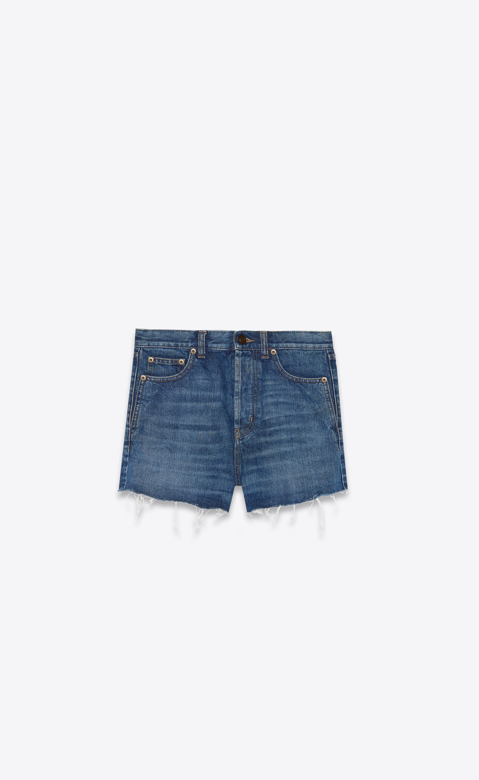 Saint Laurent Paris o1s1wg110125 657007 Slim-Fit Short Ink Wash Denim in Blue Size 25" / US 0 / IT 36 - 1 Thumbnail
