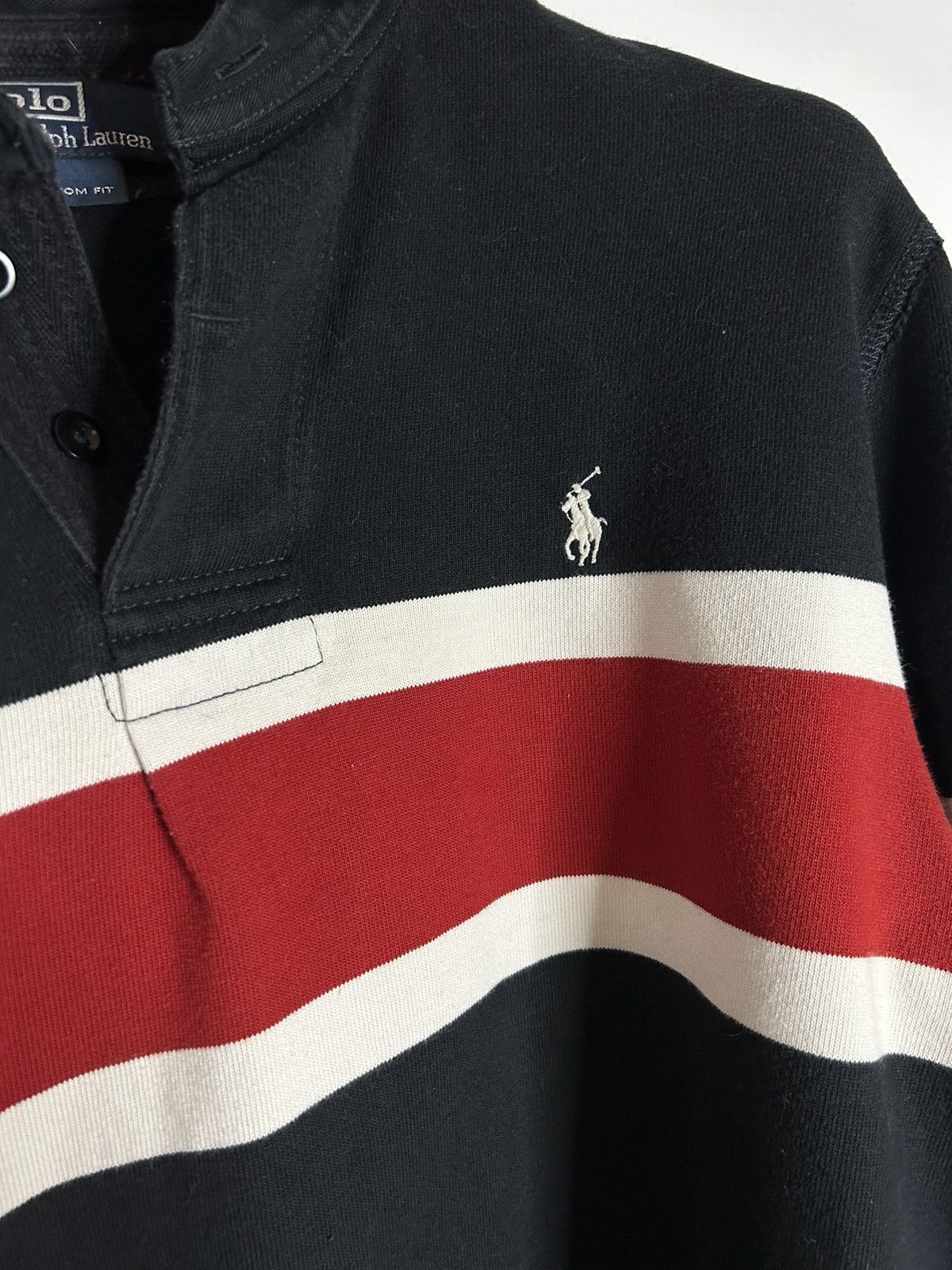Polo Ralph Lauren × Ralph Lauren × Vintage Vintage 90s Polo Striped Boxy Rugby Polo Long Sleeve Shirt Size US L / EU 52-54 / 3 - 3 Thumbnail