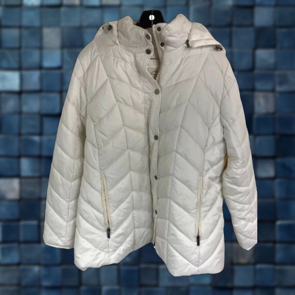 Vintage St Johns Bay Jacket Women 2X White Quilted Hooded Womens Size XXL / US 16-18 / IT 52-54 - 1 Thumbnail
