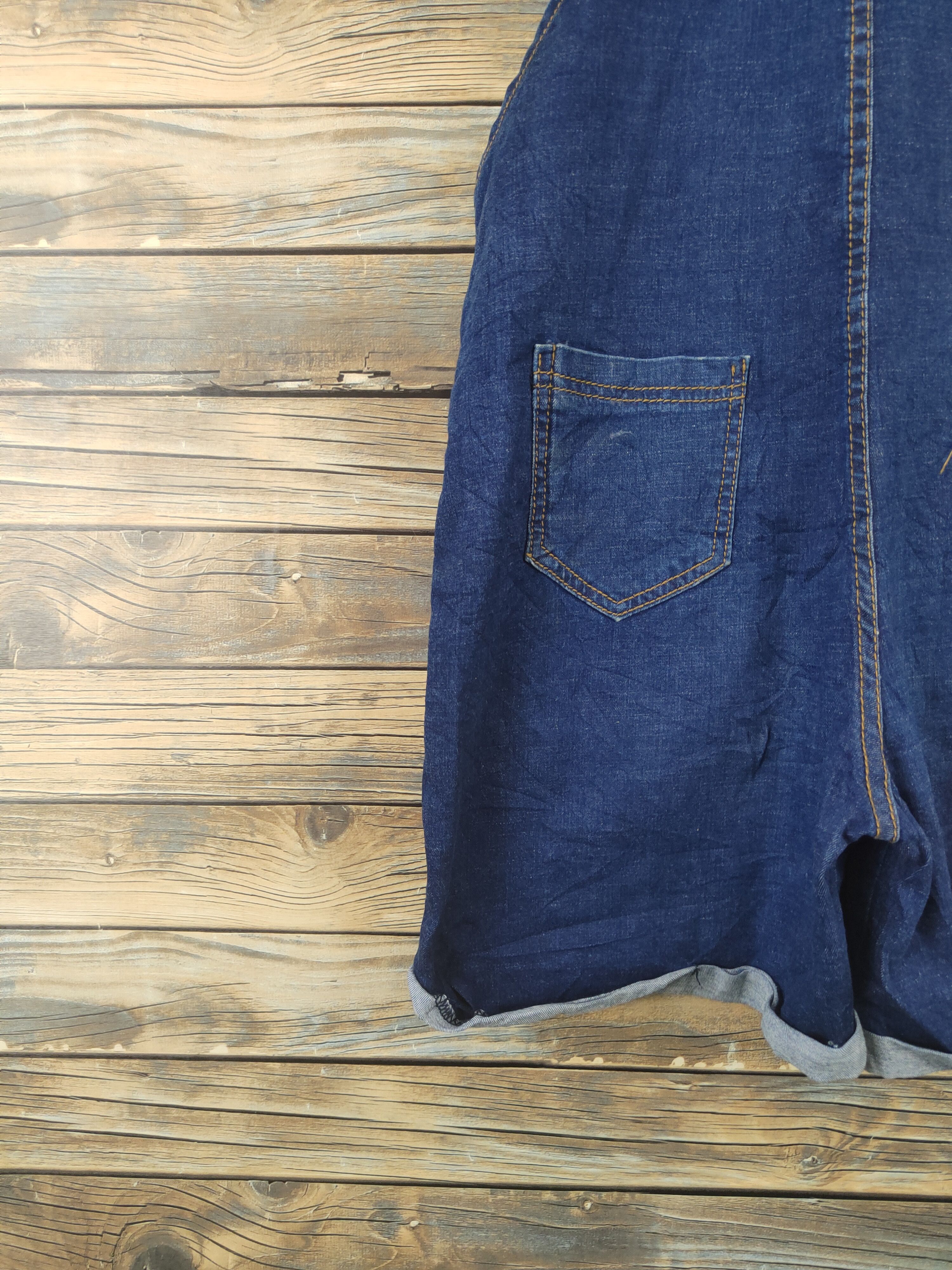 Japanese Brand × Vintage Vintage Japanese Brand Dark Blue Denim Shortall Jumpsuits Size 33" - 7 Thumbnail