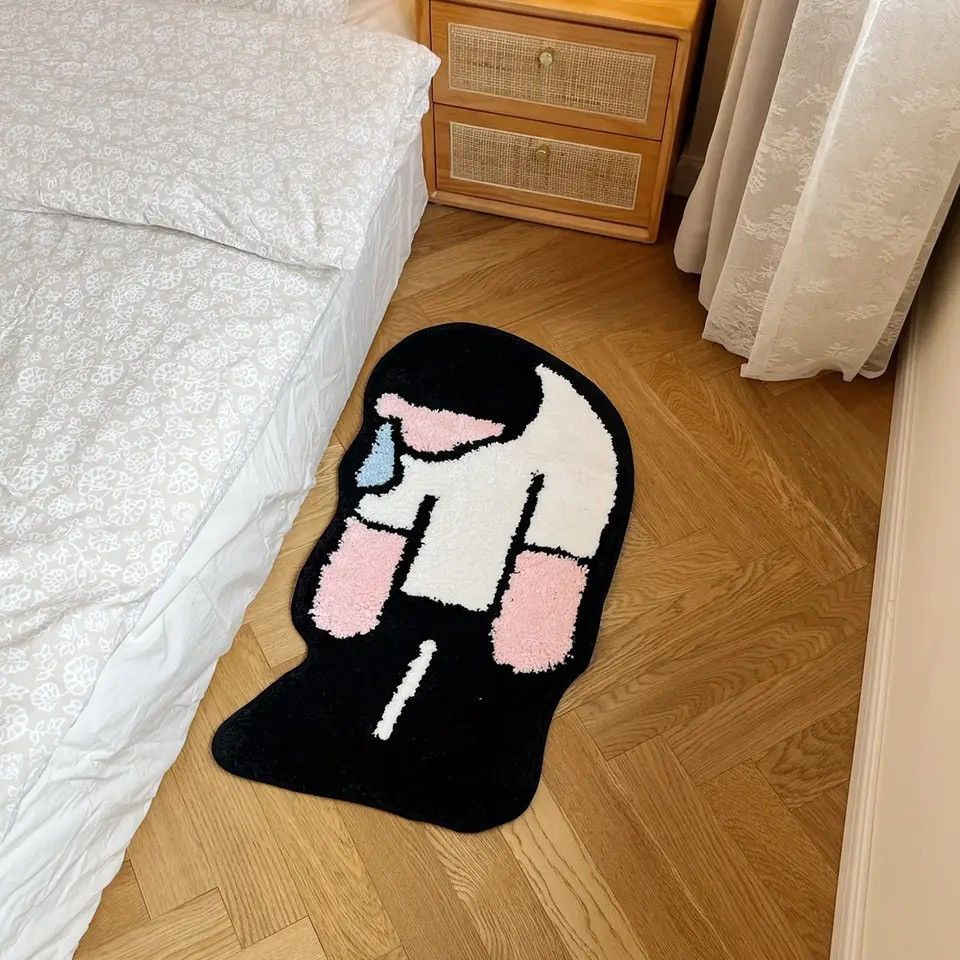 Japanese Brand × Vintage Handmade Tufted Sad Man Rug Doormat Floor Anti Slip Pad Size ONE SIZE - 2 Thumbnail