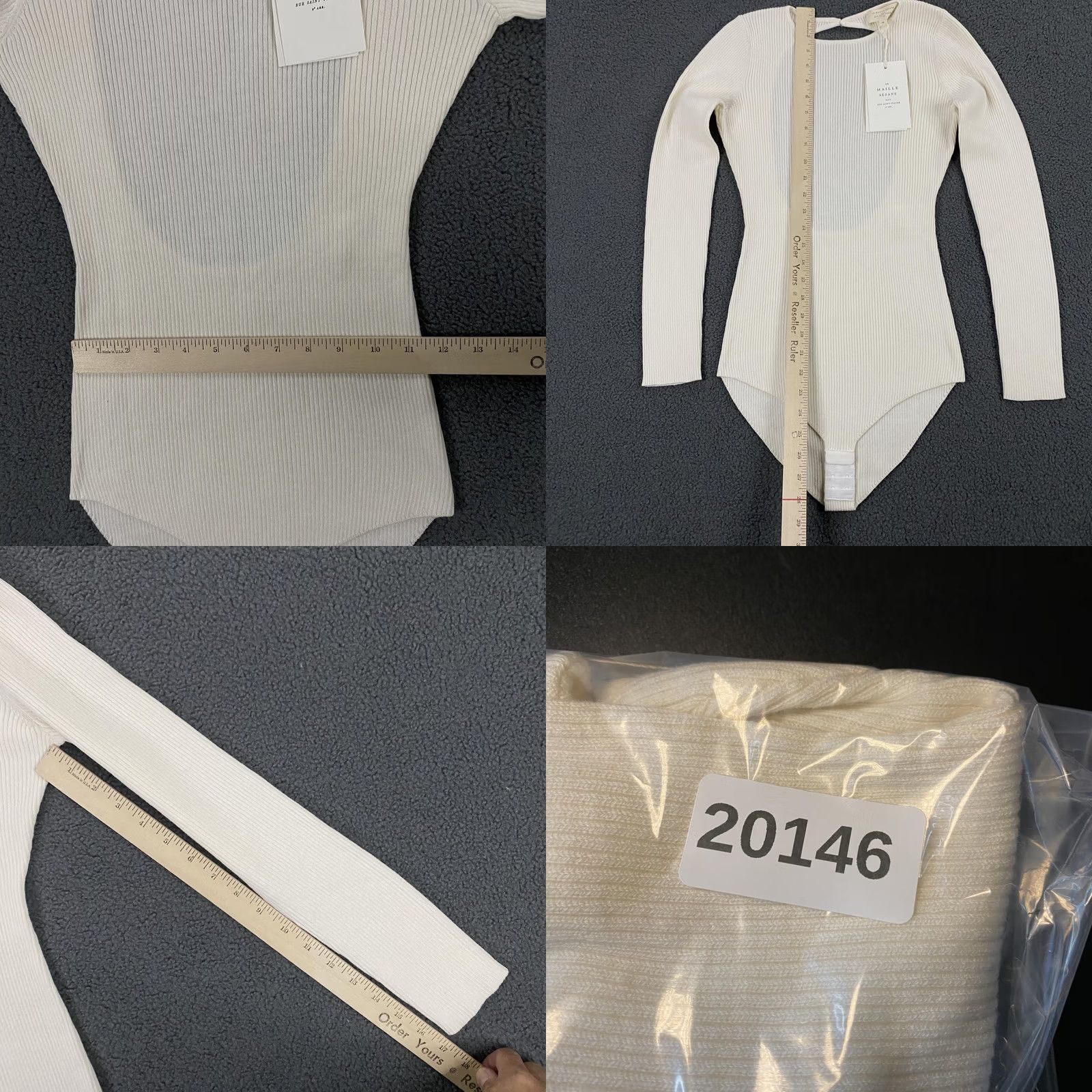 Vintage Sezane Ashley Bodysuit Womens Medium Ivory Ribbed Merino Wool Cotton Long Sleeve Size M / US 6-8 / IT 42-44 - 8 Thumbnail