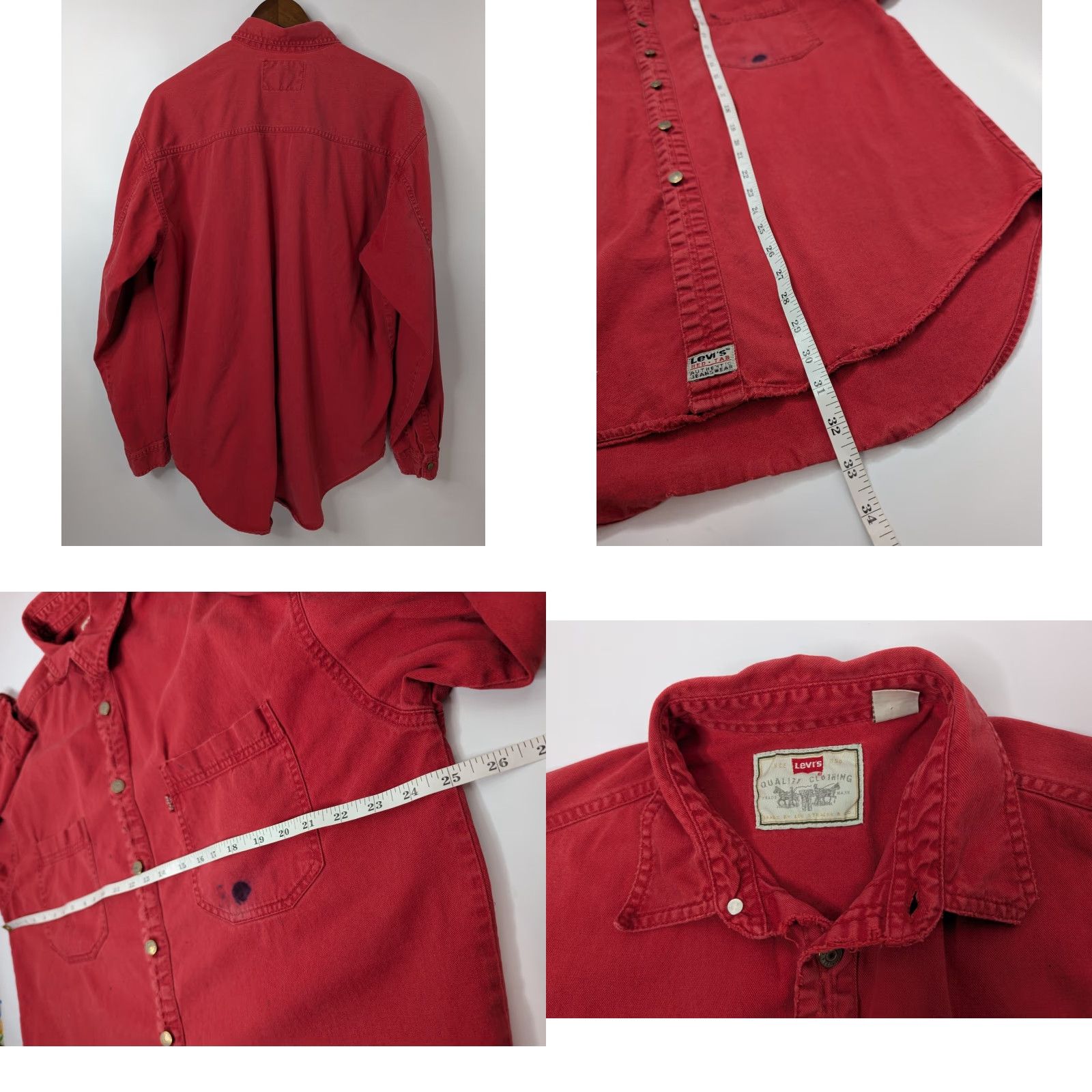 Levi's VINTAGE Levi’s Shirt Button-Up Denim Red 90s Long Sleeve Size L Mens Size US L / EU 52-54 / 3 - 8 Thumbnail