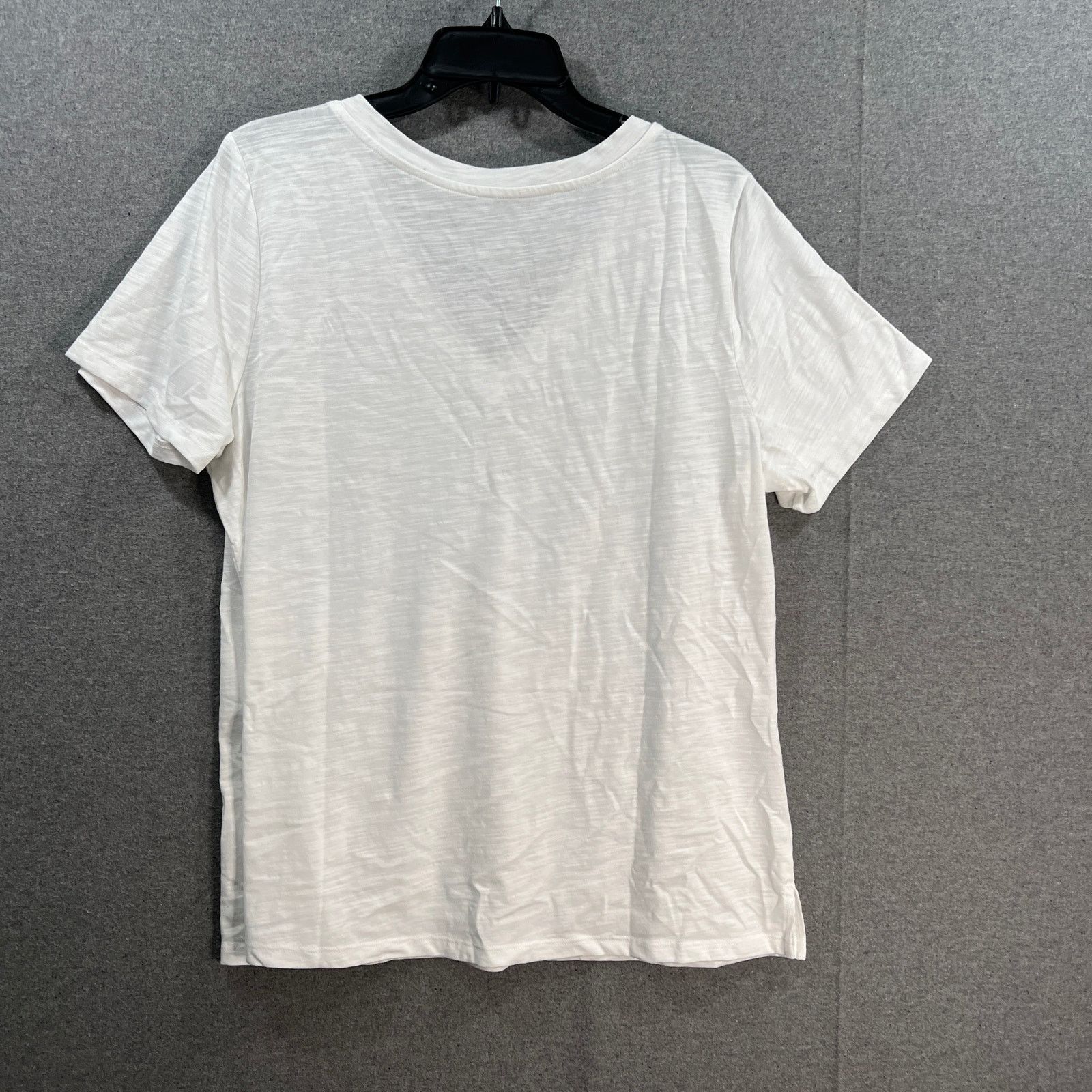 Other Studio Park Knit Short Sleeve V-Neck Tee White, Large Size L / US 10 / IT 46 - 2 Thumbnail