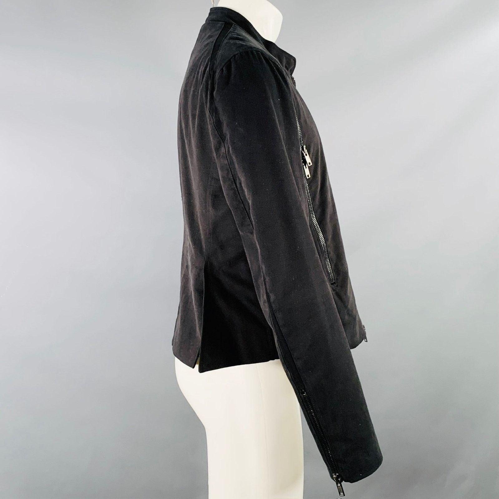 Tom Rebl TOM REBL Size M Black Cotton Blend Motorcycle Jacket Size US L / EU 52-54 / 3 - 3 Thumbnail