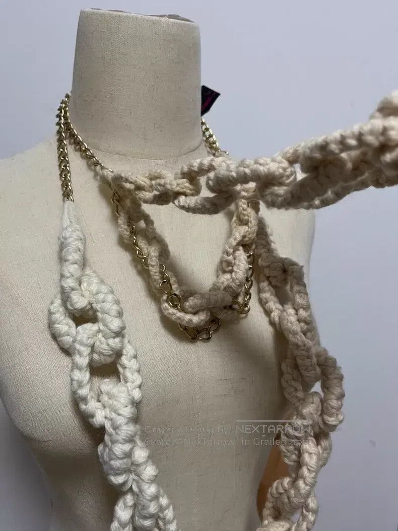 Comme des Garcons Comme Des Garcons knit three-layer necklace with chain det Size ONE SIZE - 7 Thumbnail