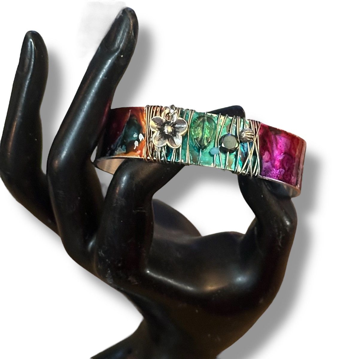 Other Handmade tie dye painted bangle cuff bracelet Size ONE SIZE - 2 Thumbnail