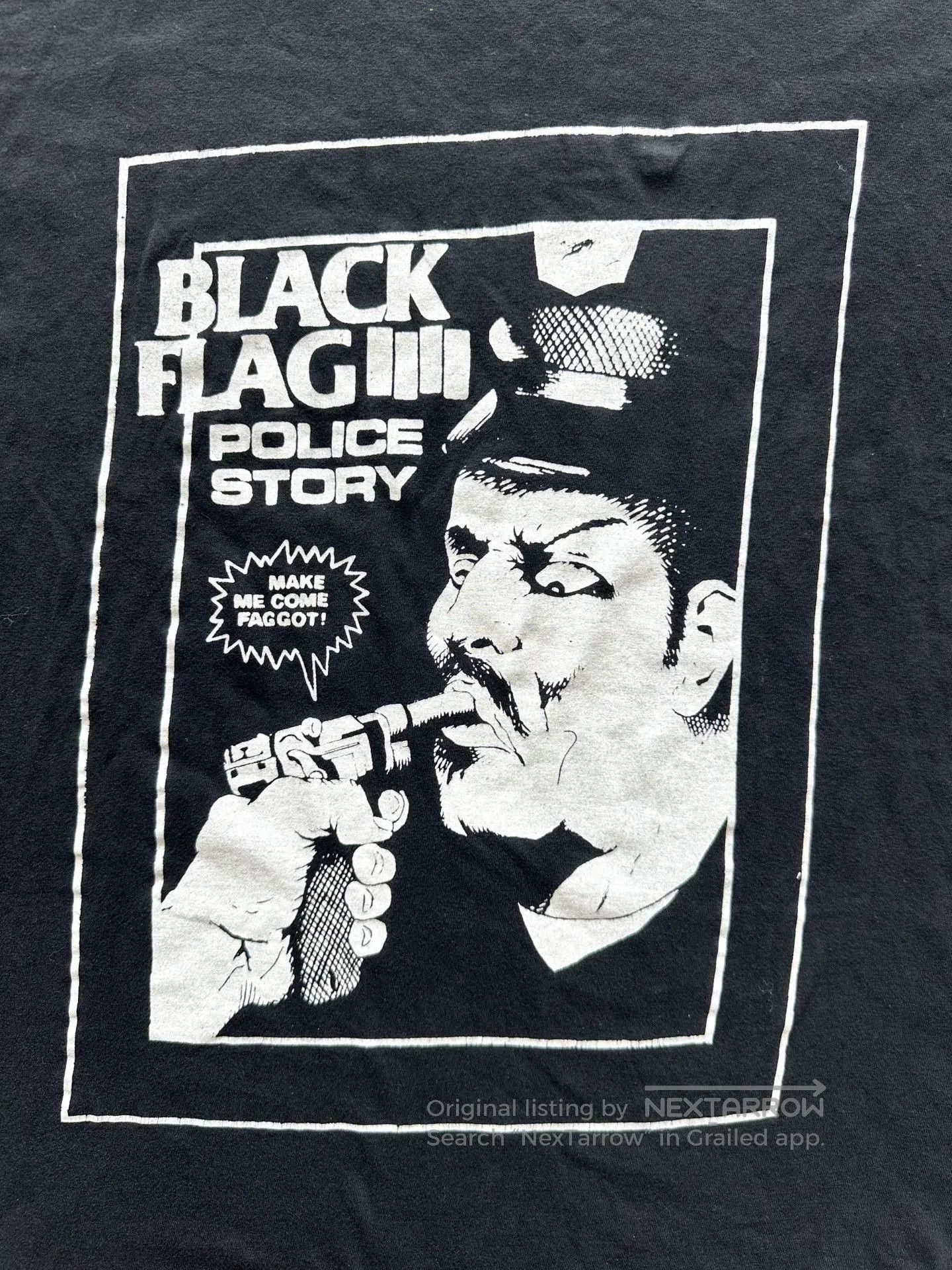 Vintage Vintage 90s Black Flag Police Story Tee. Size US S / EU 44-46 / 1 - 2 Thumbnail