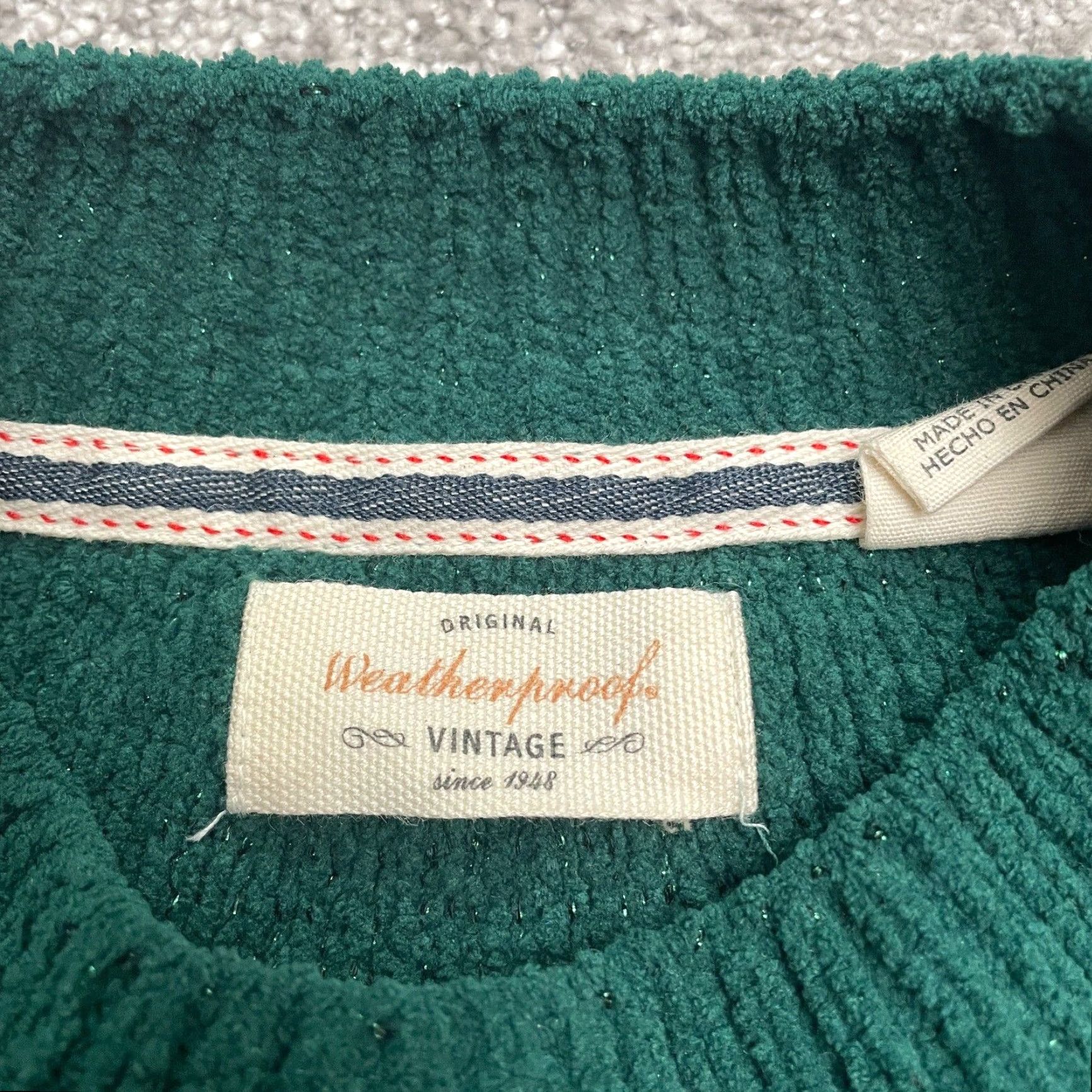 Weatherproof Weatherproof Womens Sweater XL Green Metallic Glitter Crew Neck Pullover Size XL / US 12-14 / IT 48-50 - 6 Thumbnail