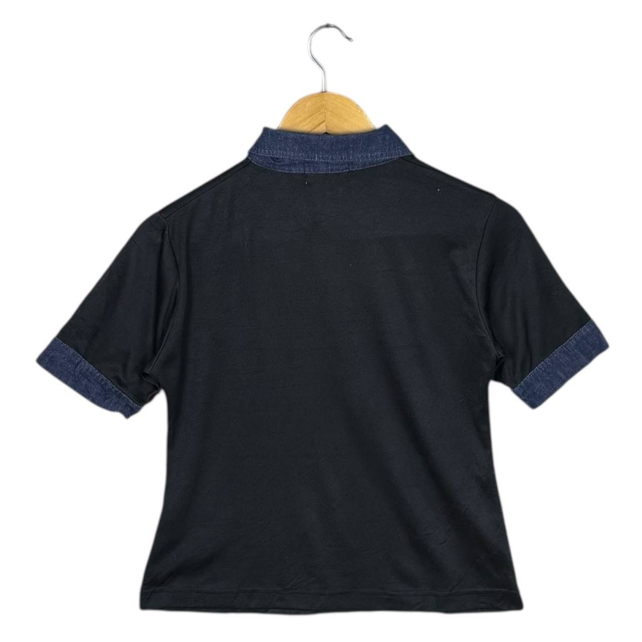 Courreges Courrèges Paris Vintage Black Denim Polo Shirt Minimalist Size S / US 4 / IT 40 - 2 Thumbnail