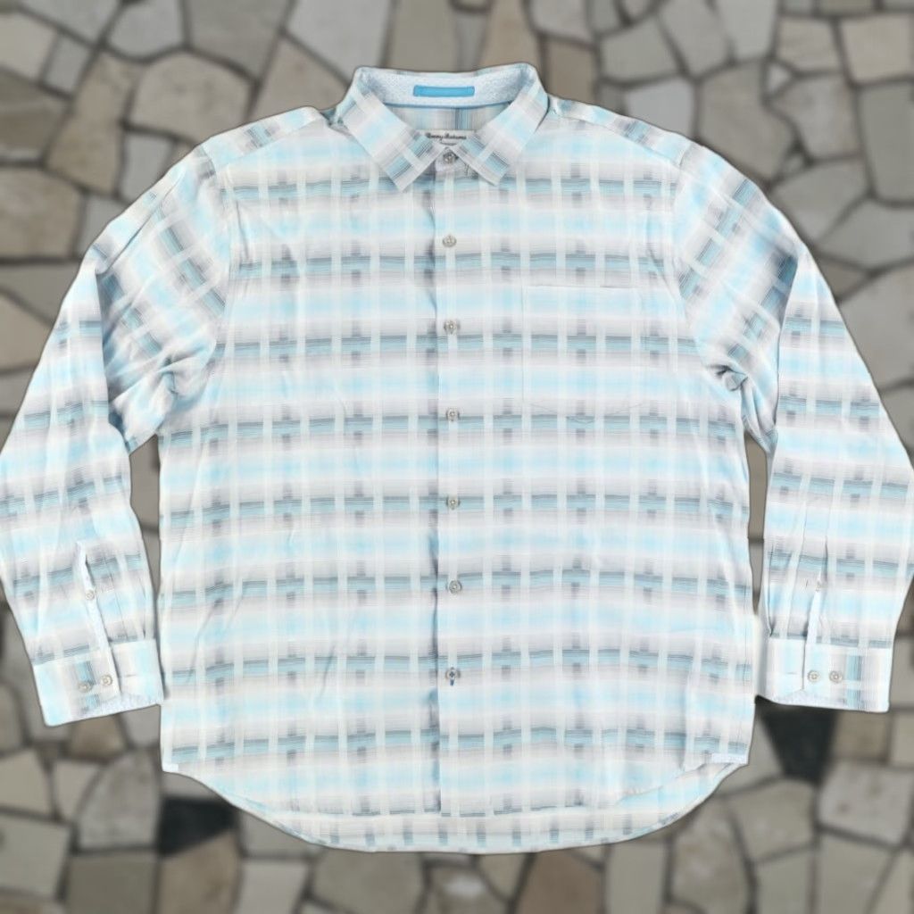 Tommy Bahama Tommy Bahama Matteo Mirage Plaid Long Sleeve Button Up Shirt Blue Men's XL Size US XL / EU 56 / 4 - 1 Thumbnail
