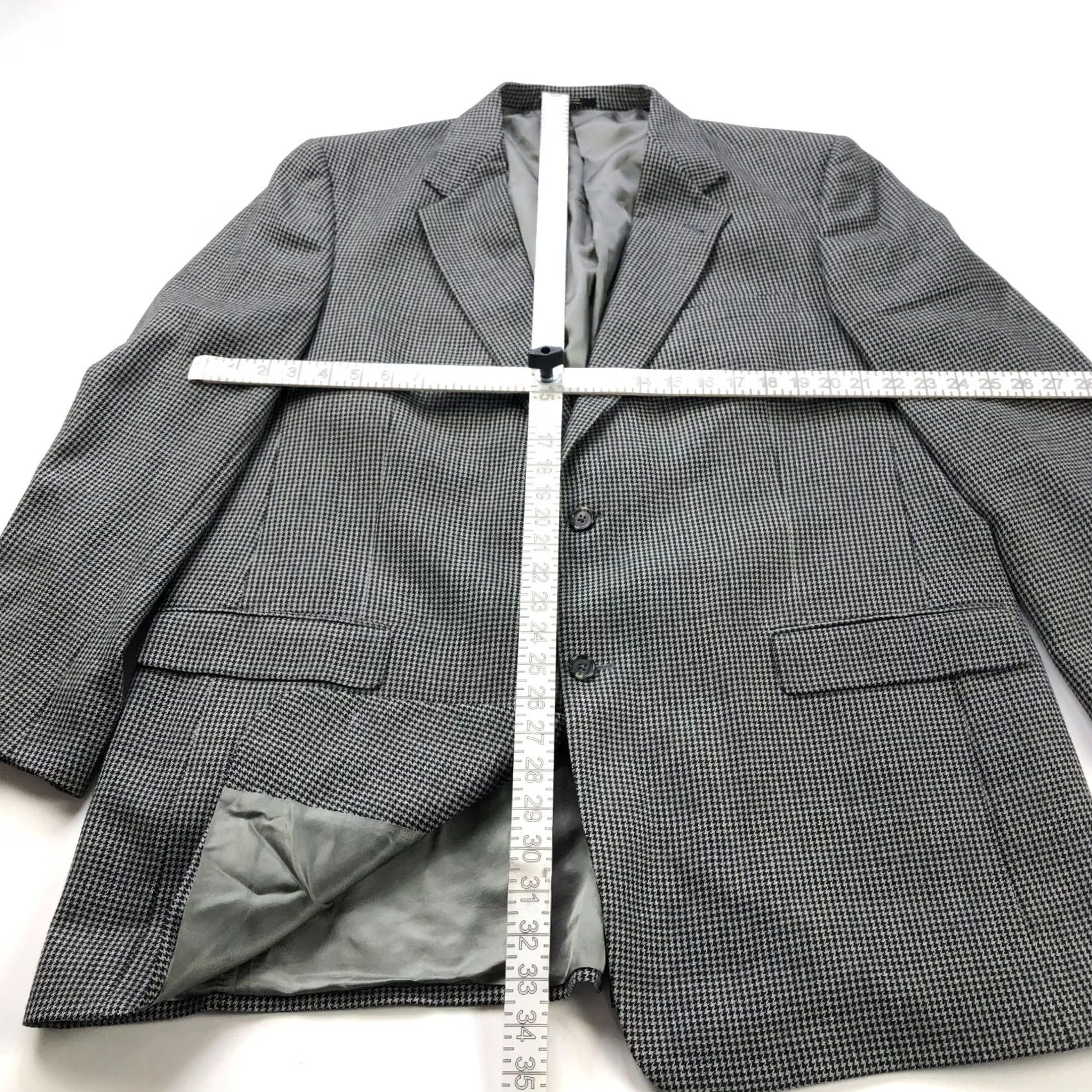 Hart Schaffner Marx Hart Schaffner Marx Jacket Mens 46 Black Long Wool Sport Coat Houndstooth And Gray Size US S / EU 44-46 / 1 - 3 Thumbnail