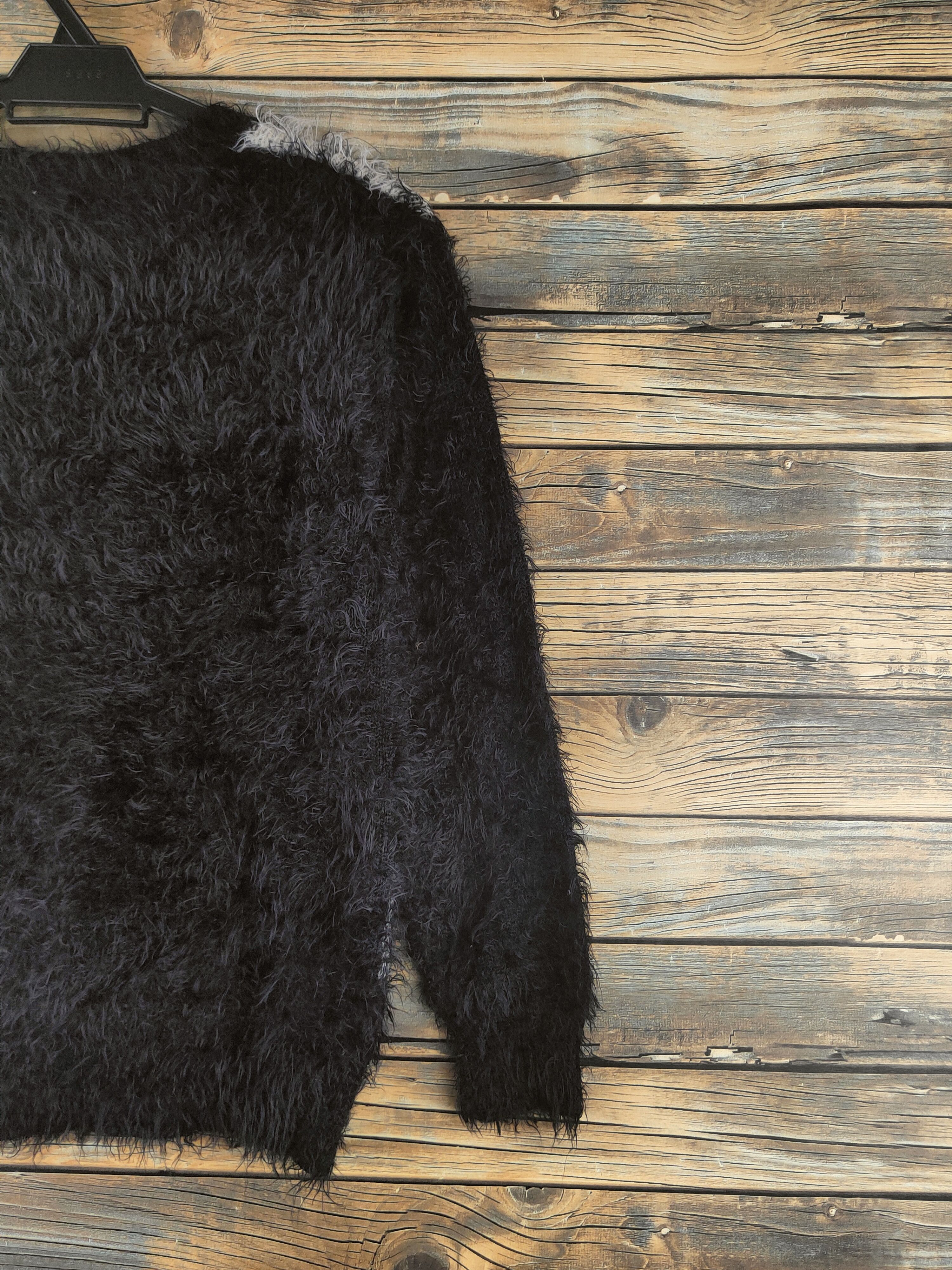 Japanese Brand DL Cifra Plus Black White Fur Mohair Knitwear #46-918 Size S / US 4 / IT 40 - 9 Thumbnail